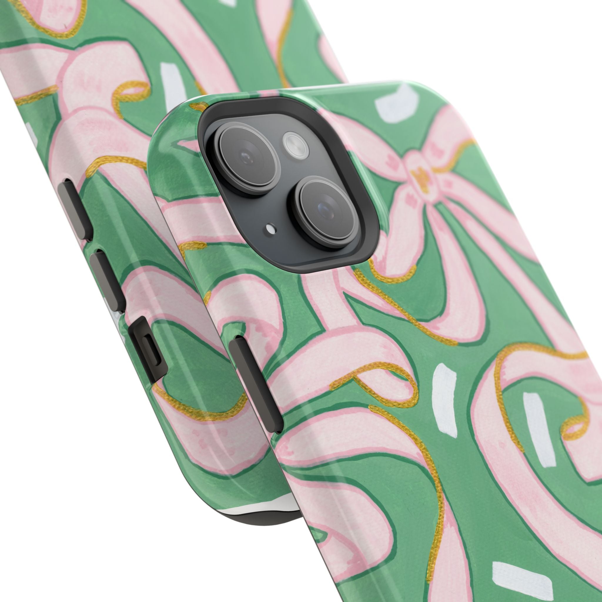 Pink & Green Bows MagSafe Tough Case [iPhone 13 - iPhone 16]