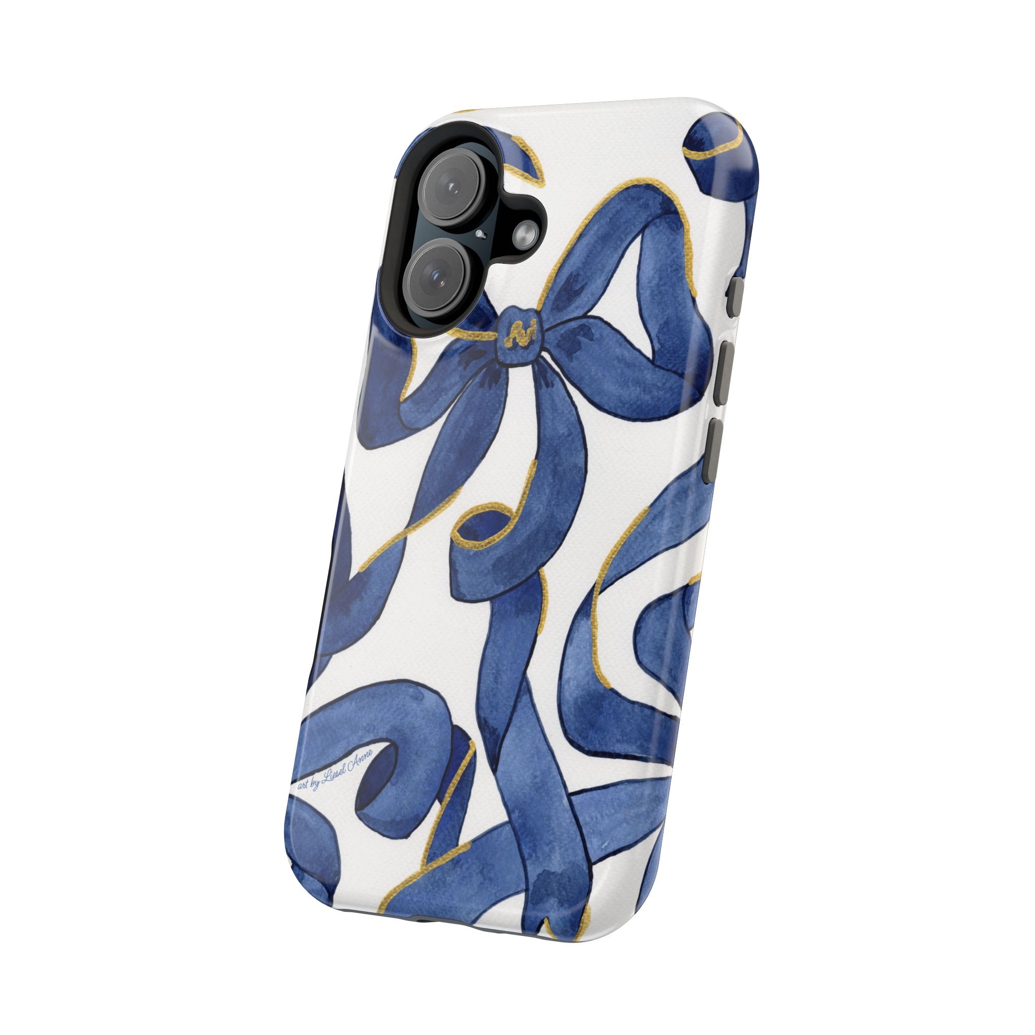 Navy Blue & White Bows MagSafe Tough Case [iPhone 13 - iPhone 16]