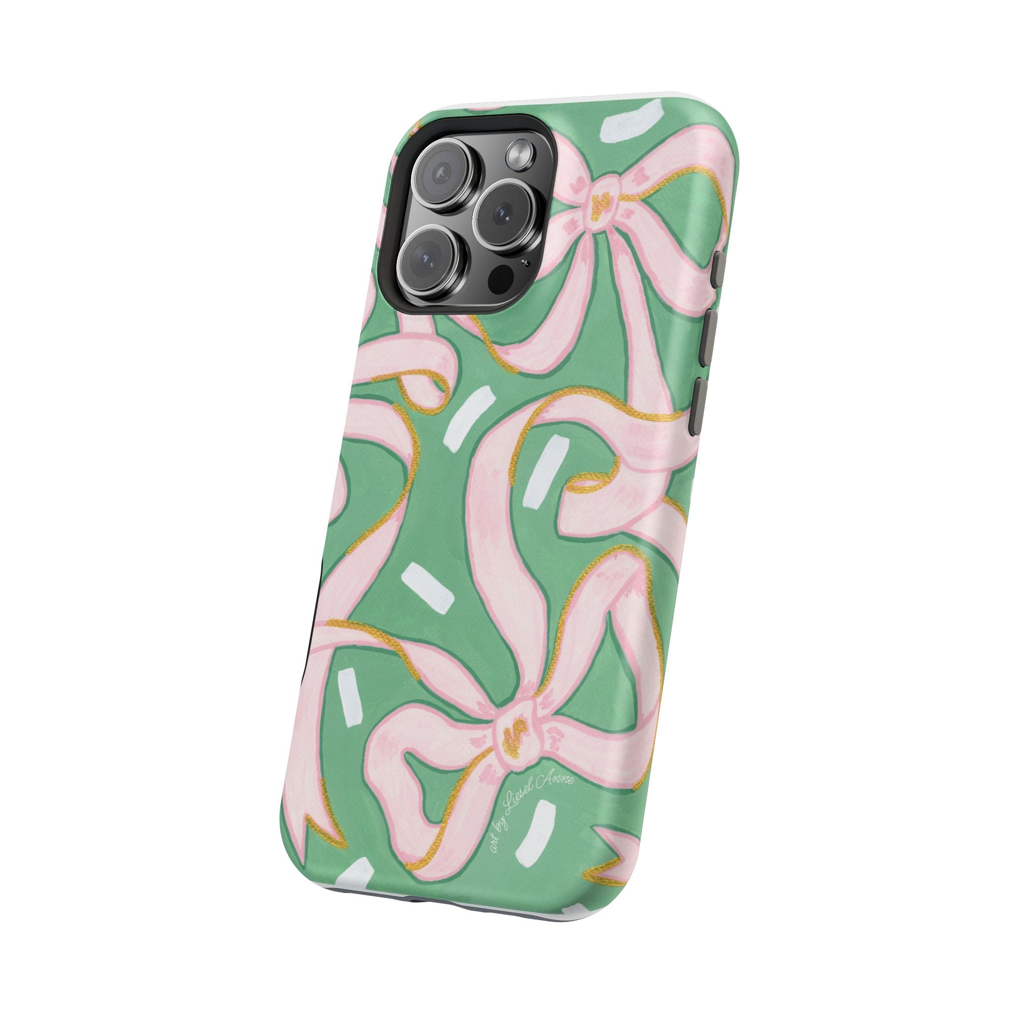 Pink & Green Bows MagSafe Tough Case [iPhone 13 - iPhone 16]