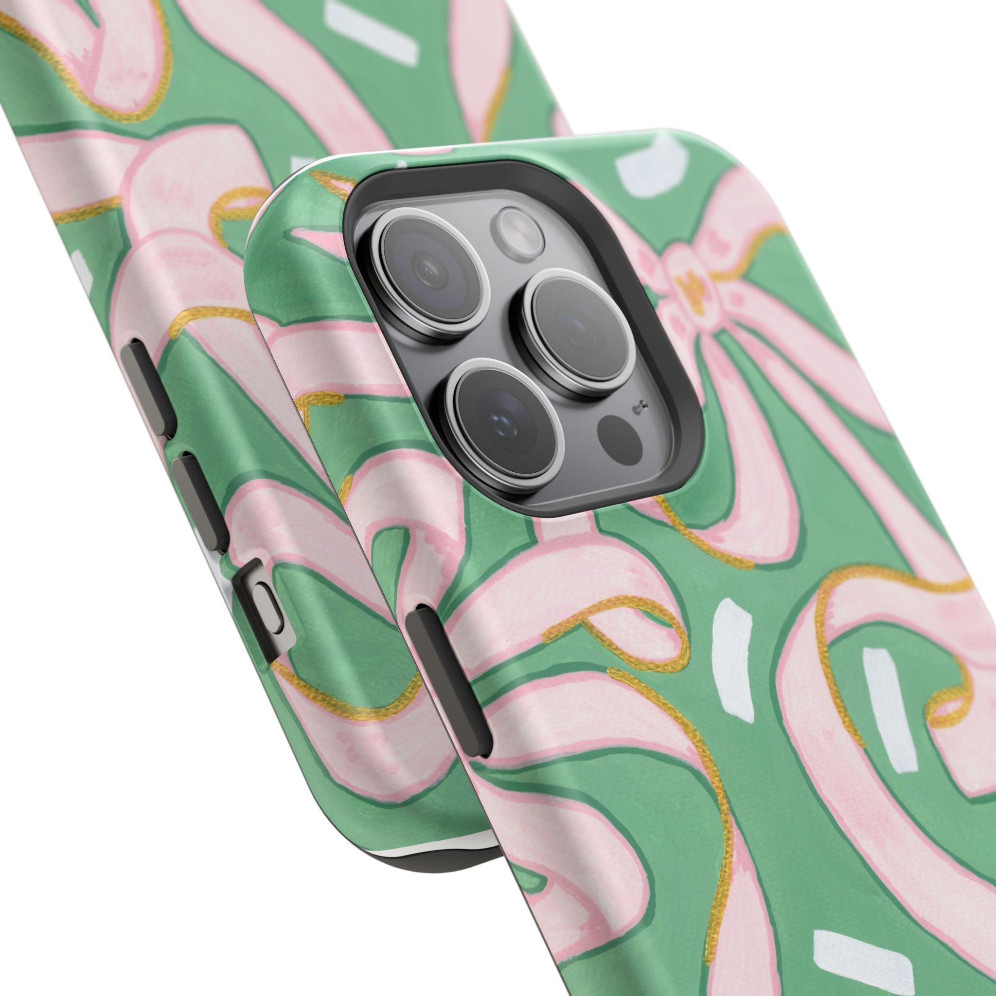 Pink & Green Bows MagSafe Tough Case [iPhone 13 - iPhone 16]