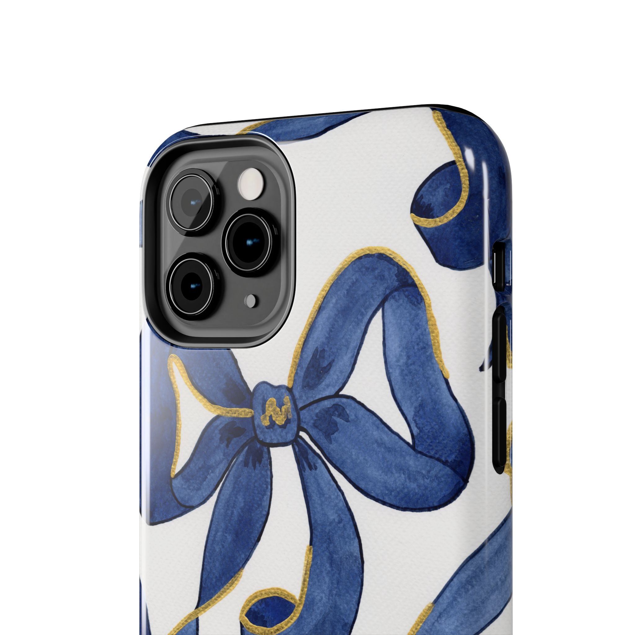 Navy Blue & White Bows Tough Case [iPhone 14 - iPhone 11]