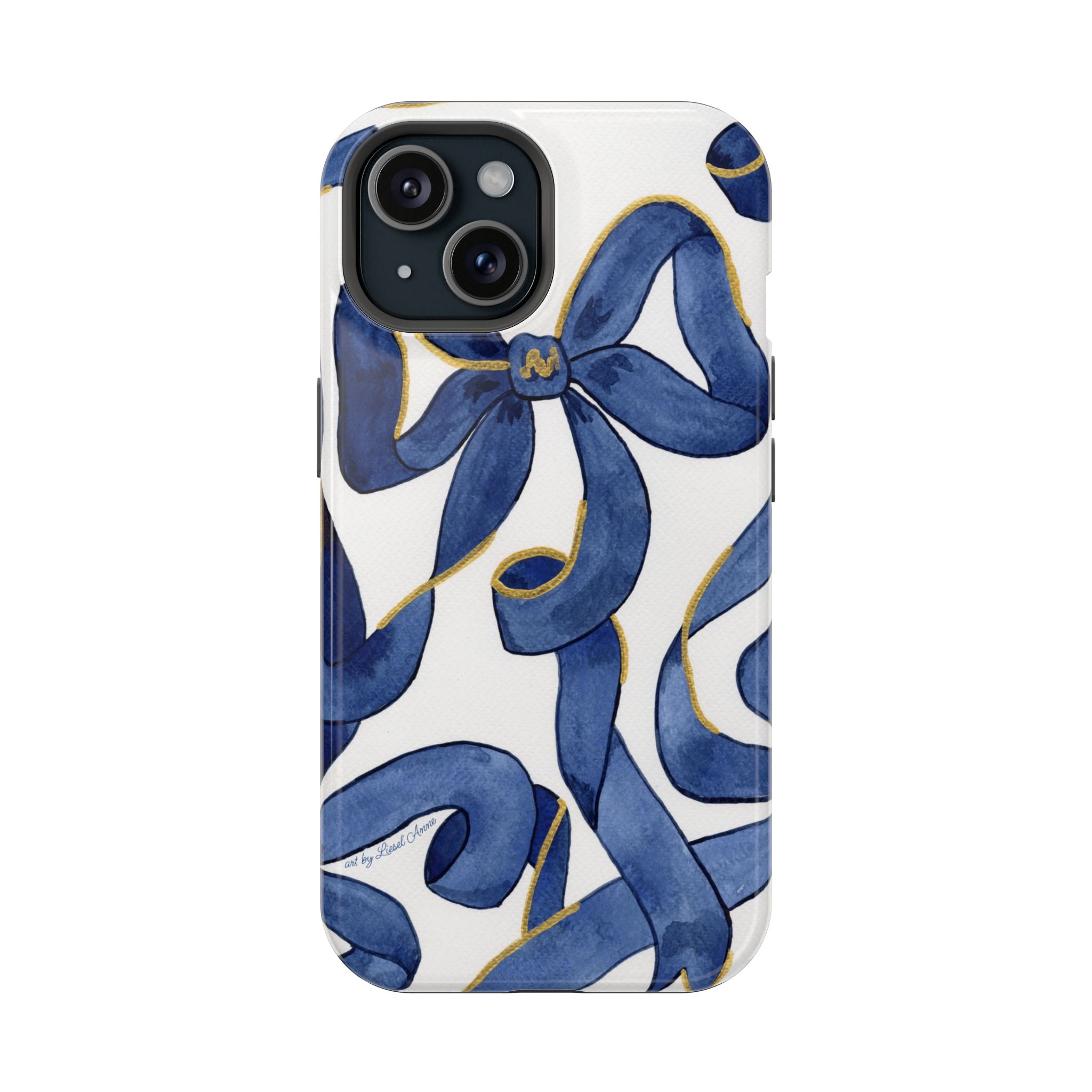 Navy Blue & White Bows MagSafe Tough Case [iPhone 13 - iPhone 16]