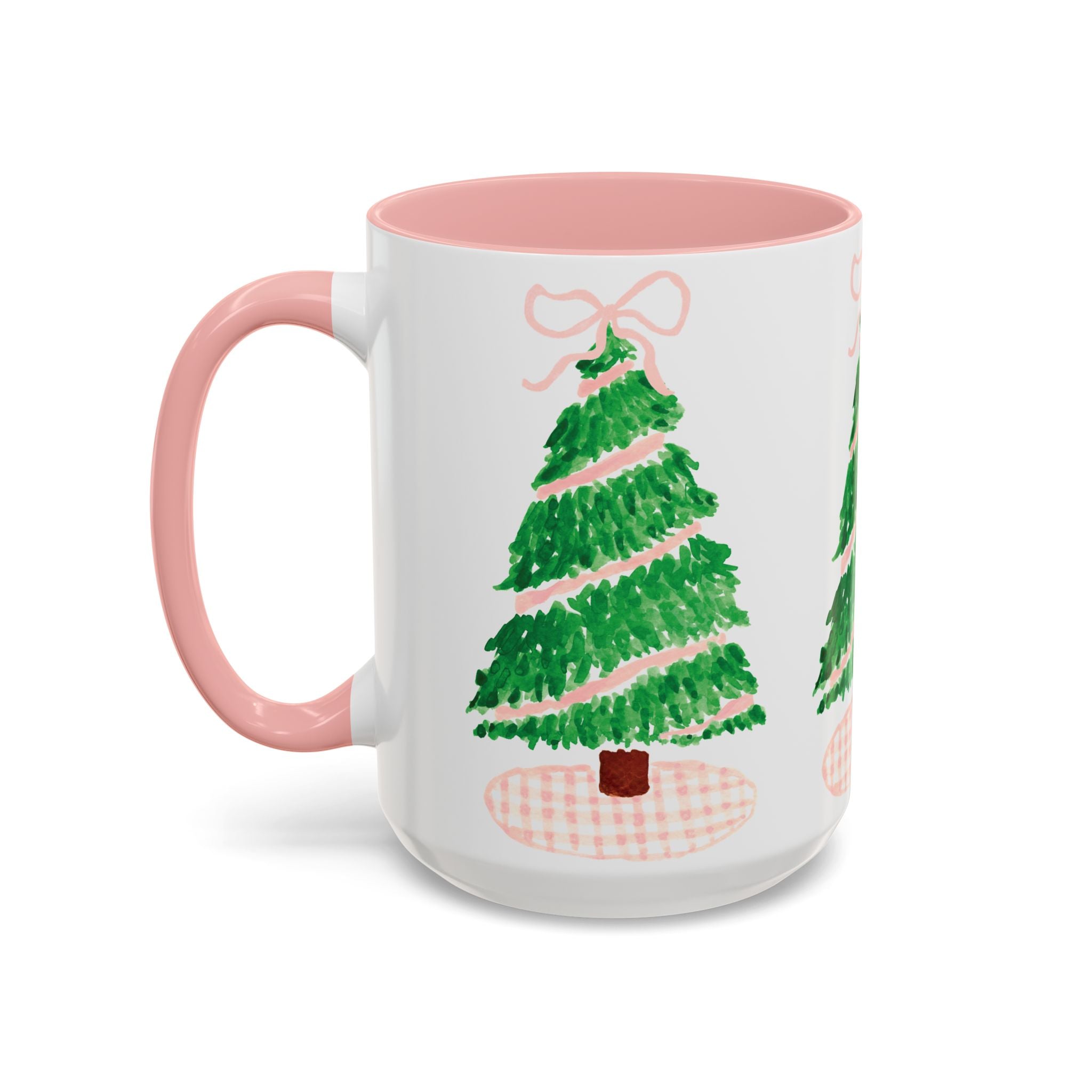 Pink Gingham Christmas Tree Mug