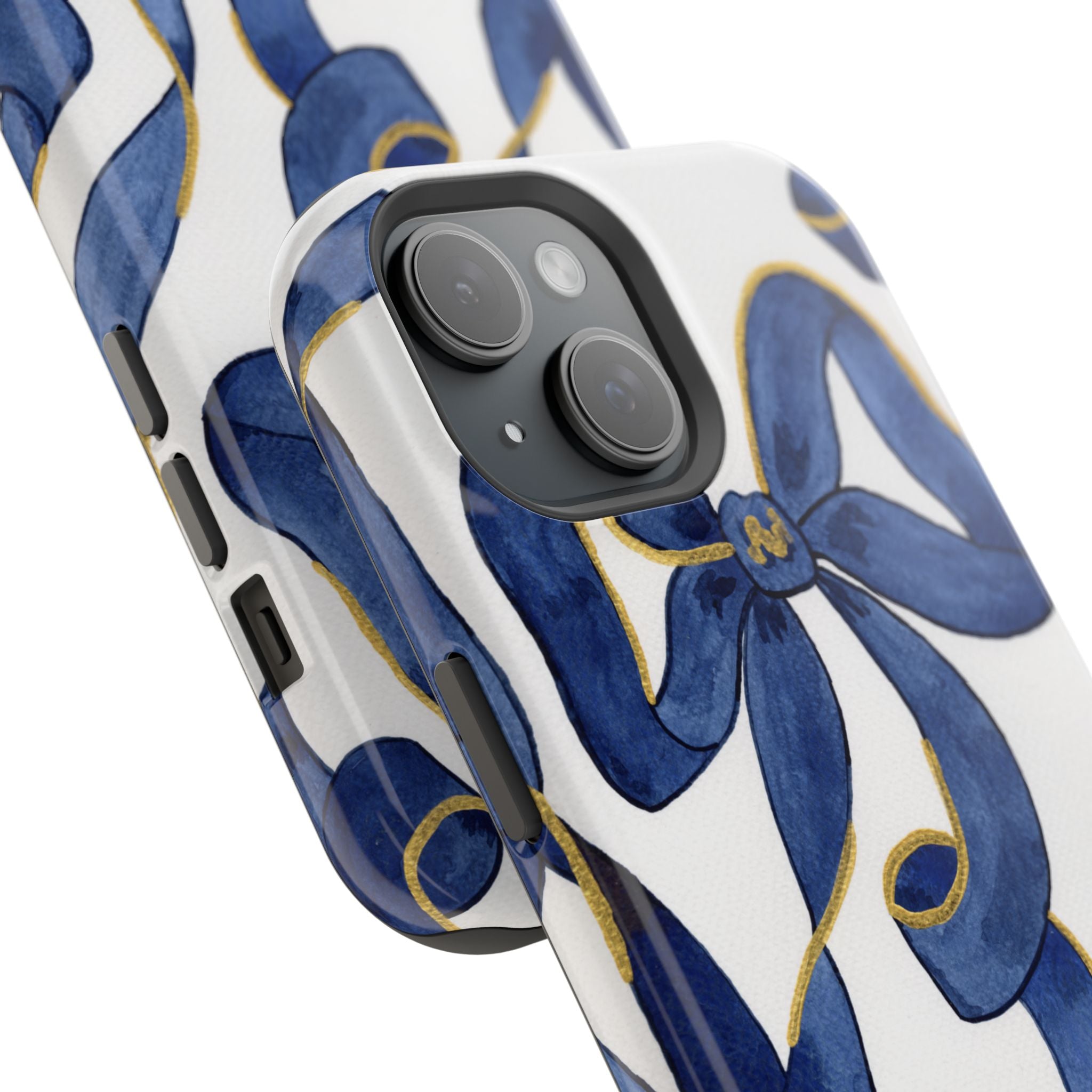 Navy Blue & White Bows MagSafe Tough Case [iPhone 13 - iPhone 16]