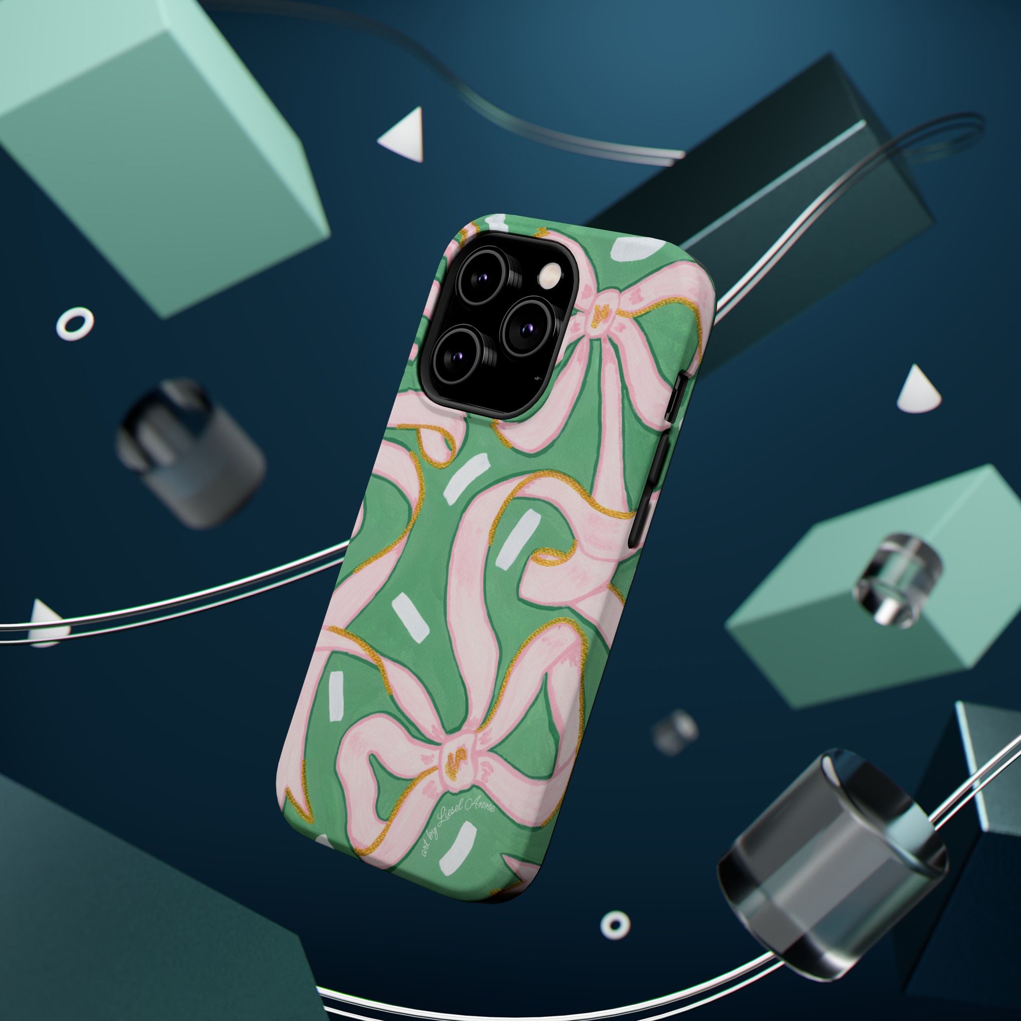 Pink & Green Bows MagSafe Tough Case [iPhone 13 - iPhone 16]