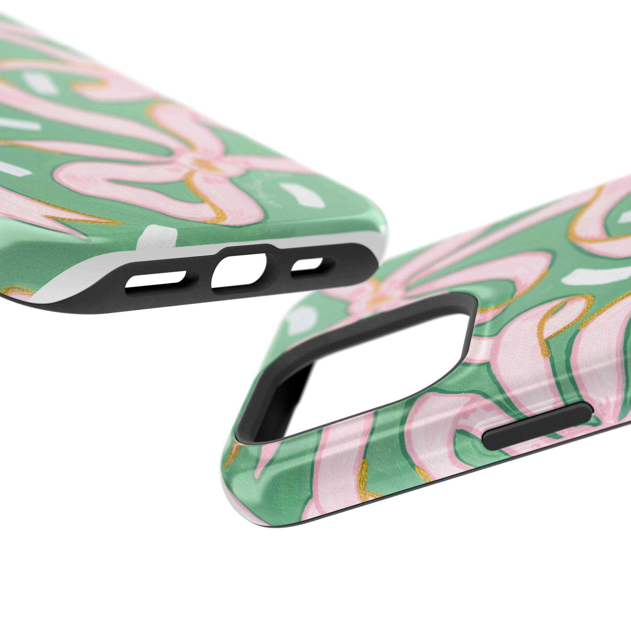 Pink & Green Bows MagSafe Tough Case [iPhone 13 - iPhone 16]