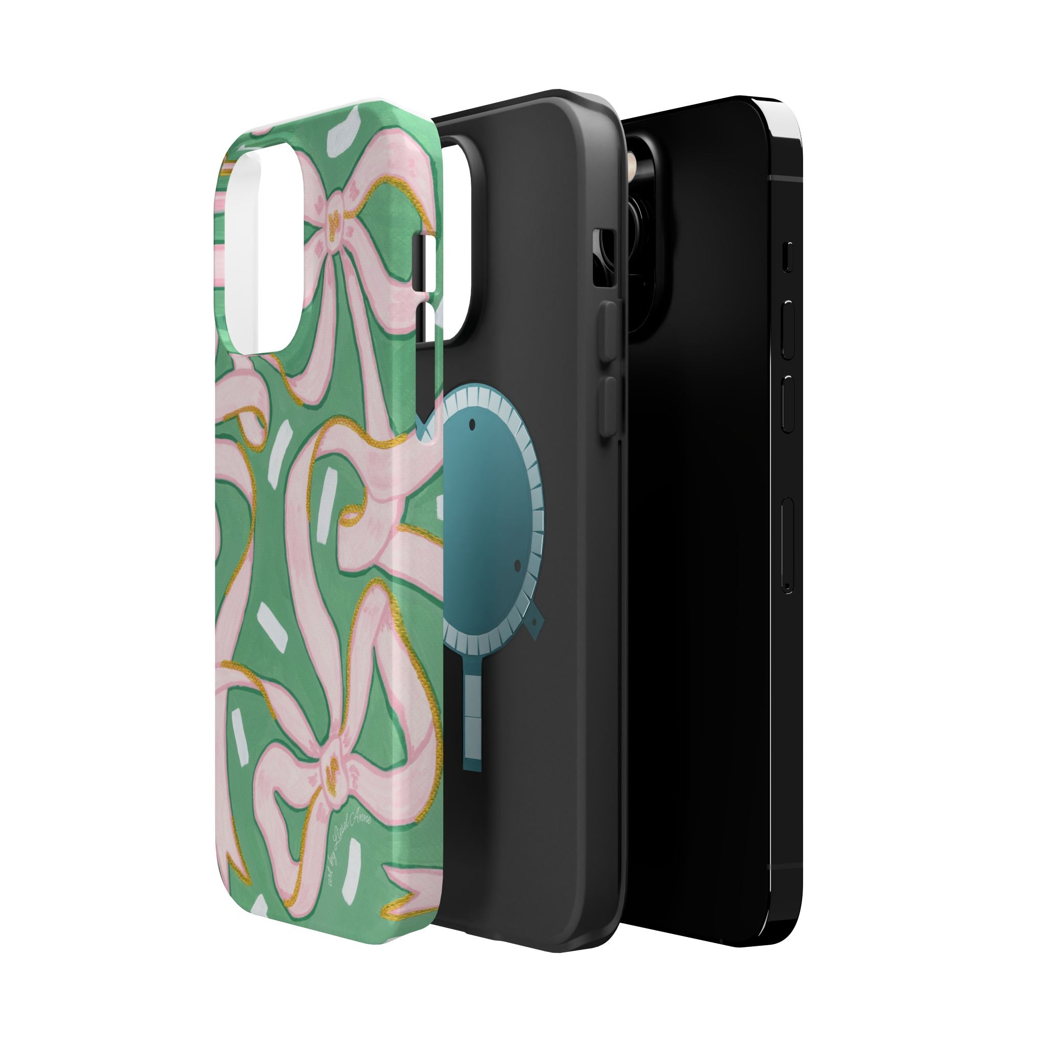 Pink & Green Bows MagSafe Tough Case [iPhone 13 - iPhone 16]