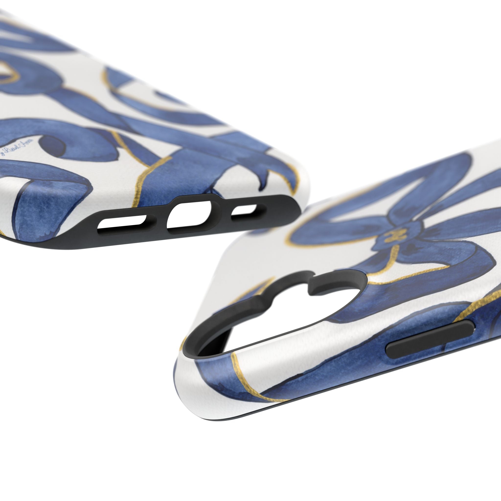 Navy Blue & White Bows MagSafe Tough Case [iPhone 13 - iPhone 16]