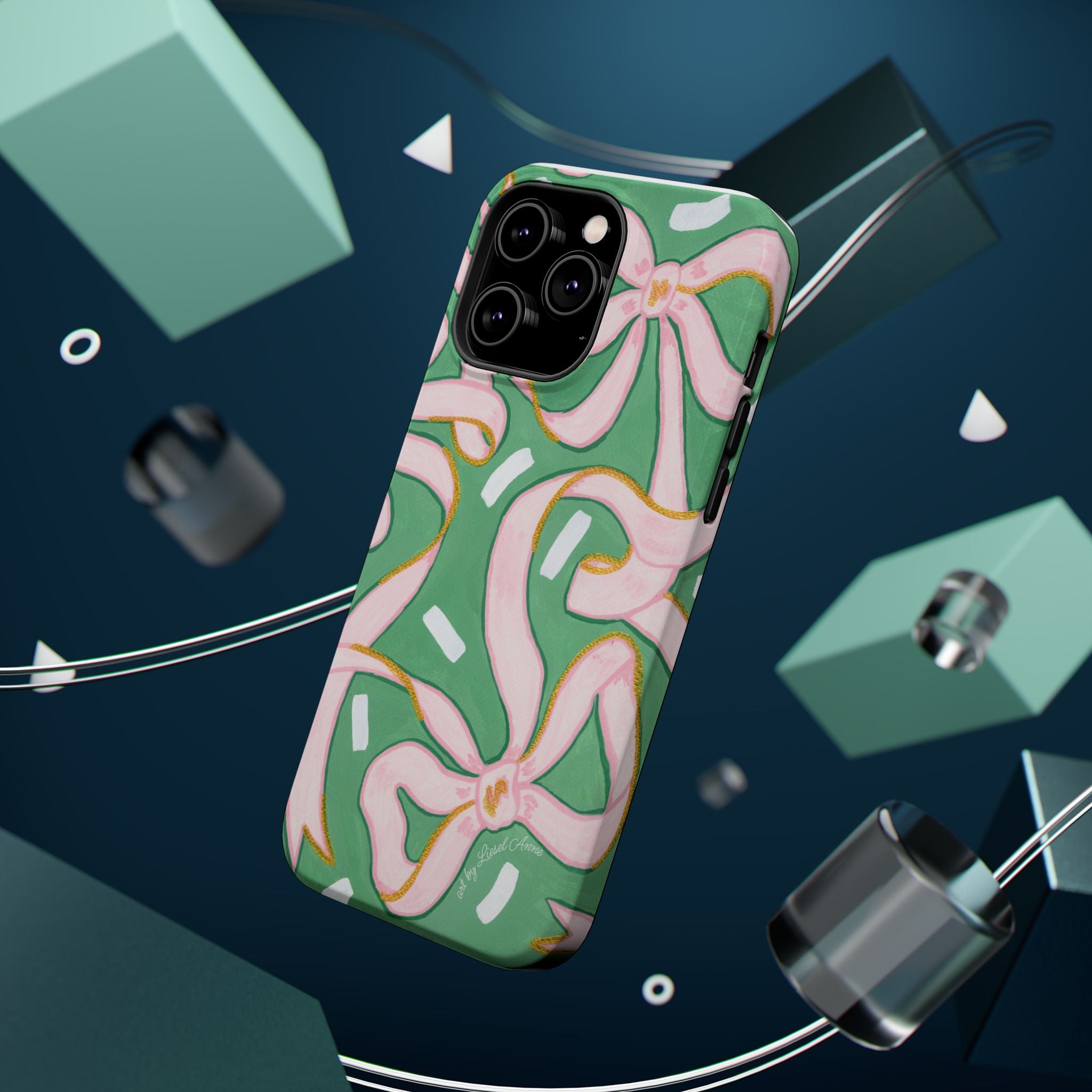 Pink & Green Bows MagSafe Tough Case [iPhone 13 - iPhone 16]