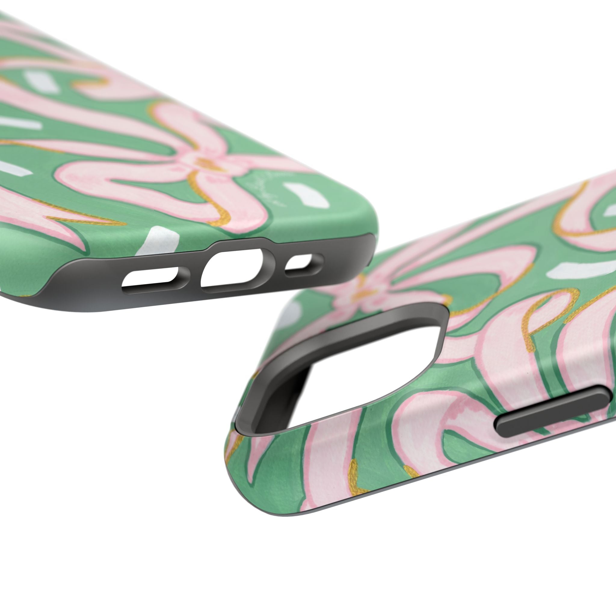 Pink & Green Bows MagSafe Tough Case [iPhone 13 - iPhone 16]