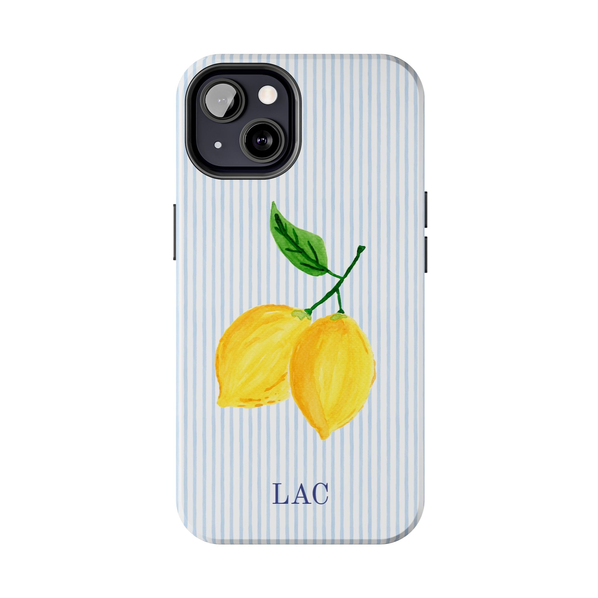 Lemon Stripe Monogrammed Tough Case [iPhone 14 - iPhone 11]