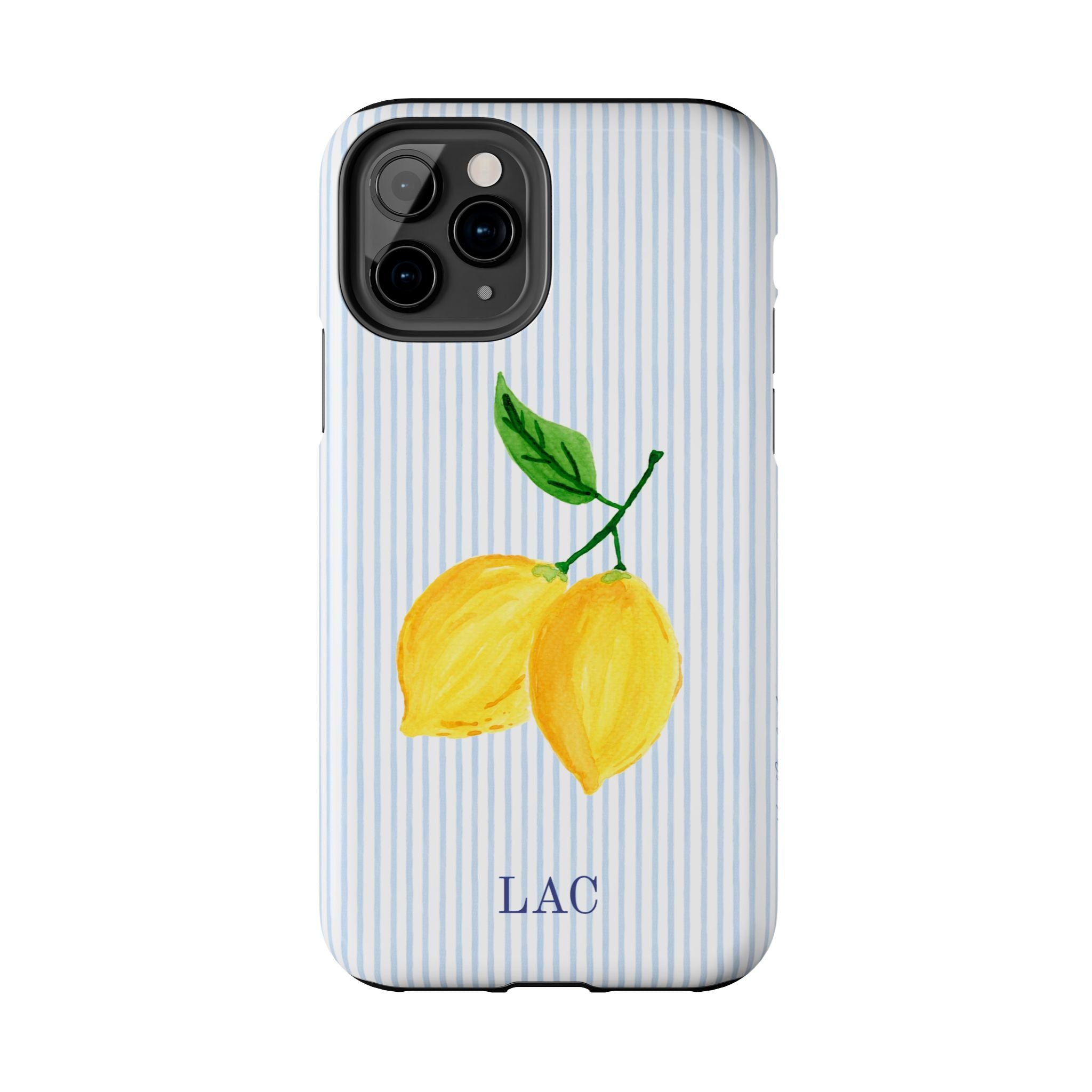 Lemon Stripe Monogrammed Tough Case [iPhone 14 - iPhone 11]
