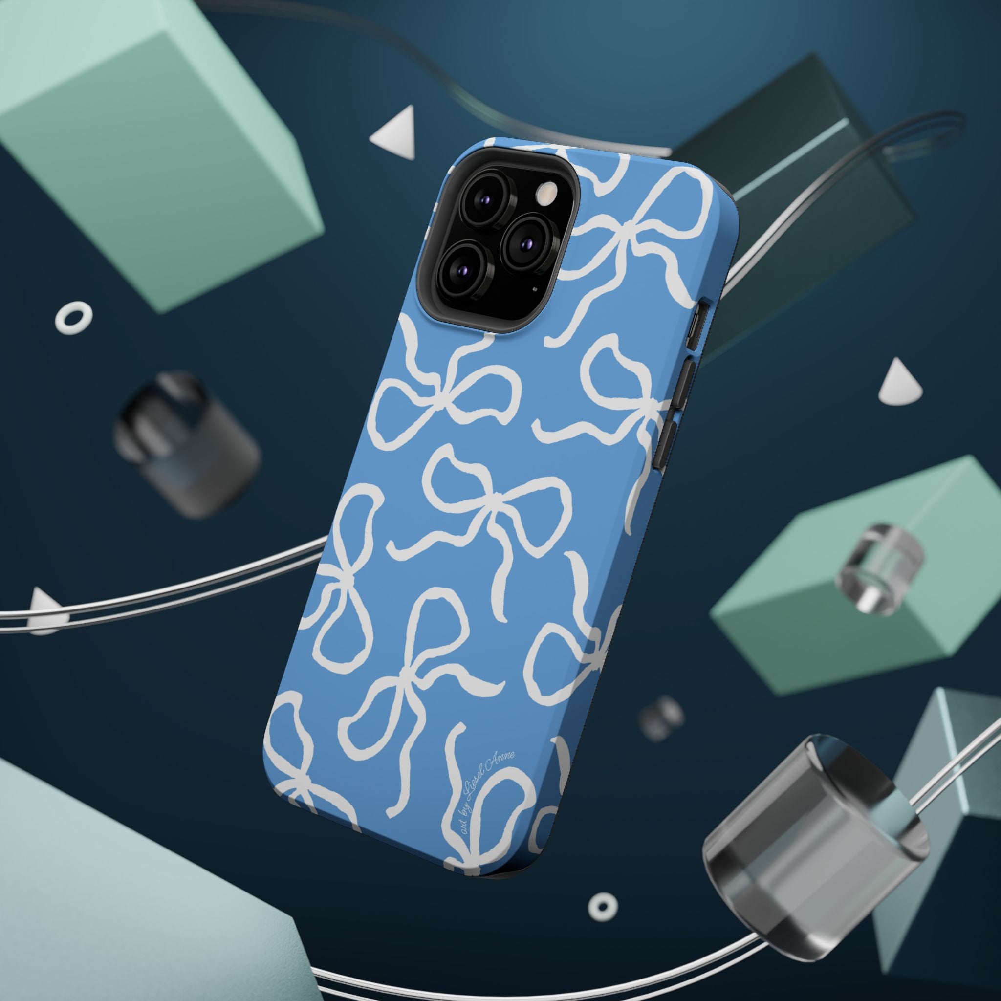 Blue & White Bows MagSafe Tough Case [iPhone 13 - iPhone 16]