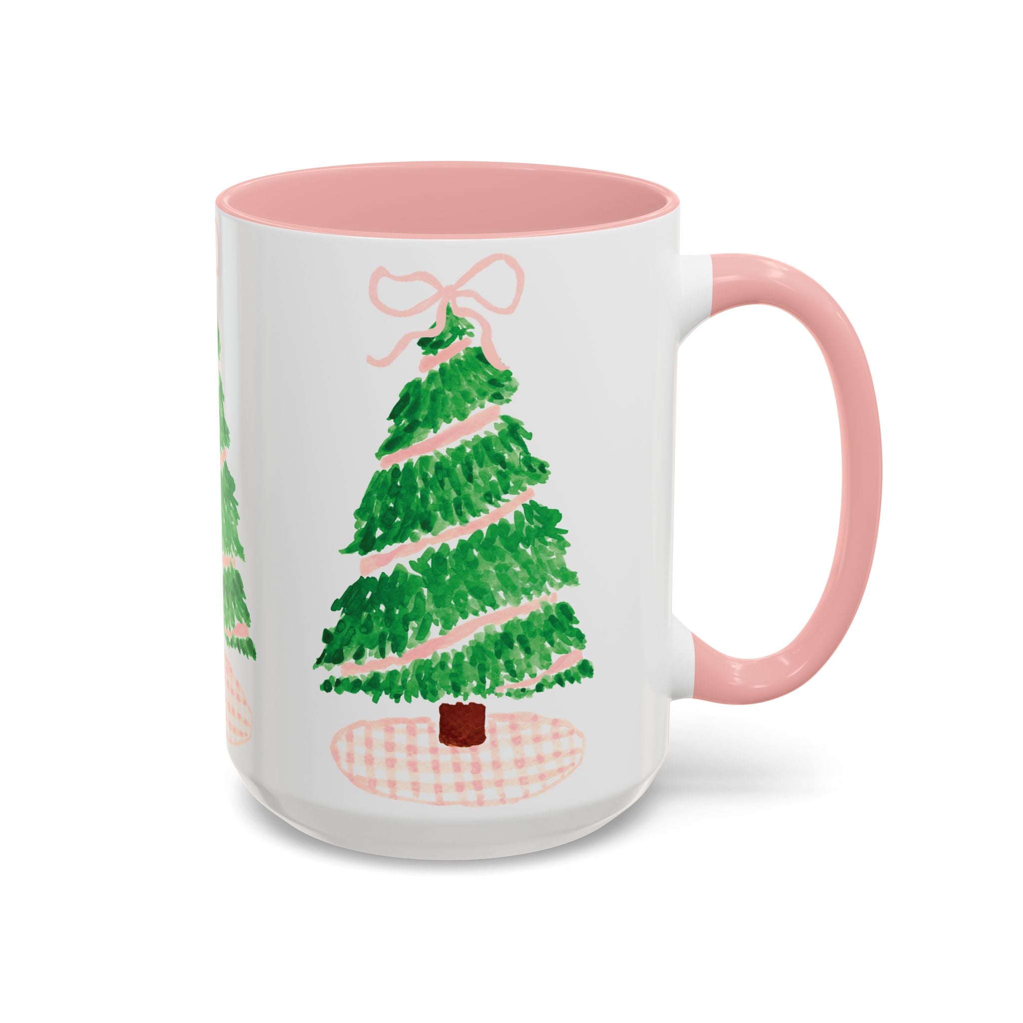 Pink Gingham Christmas Tree Mug