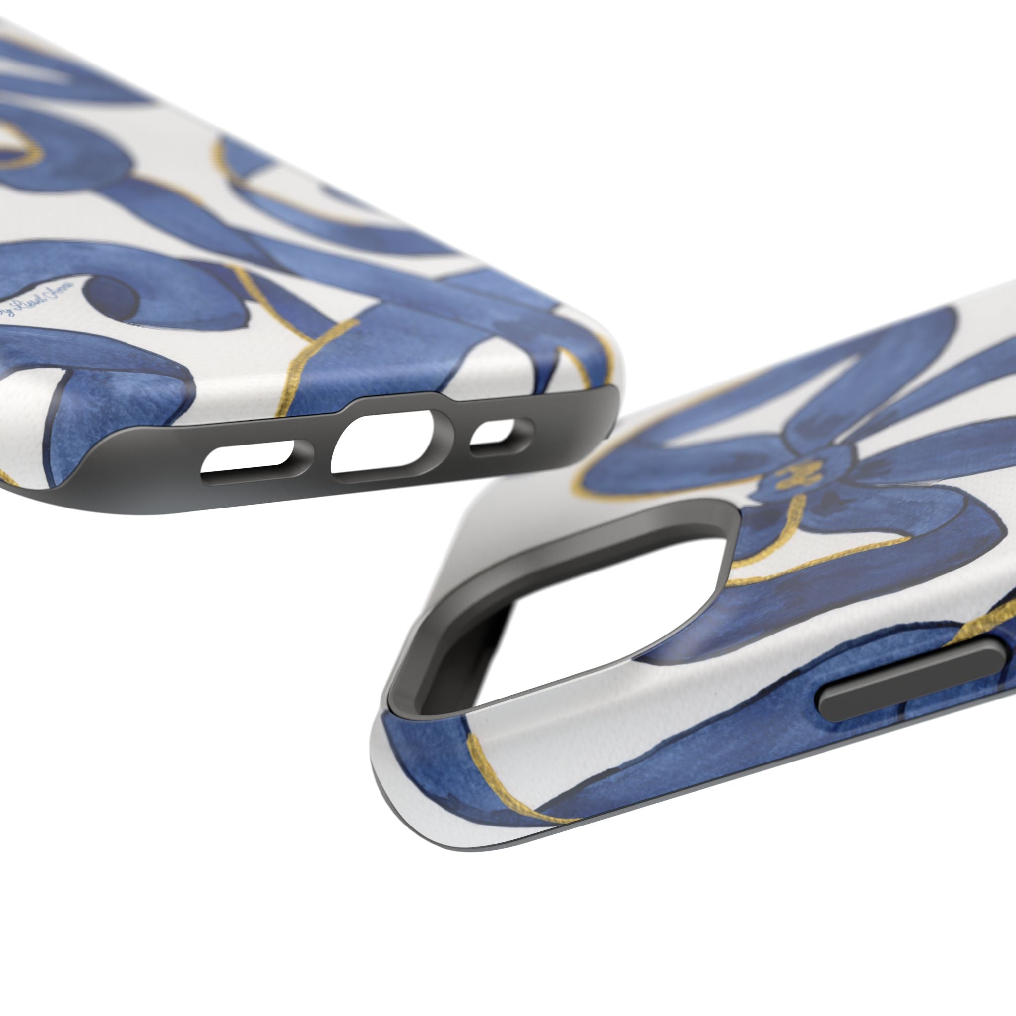 Navy Blue & White Bows MagSafe Tough Case [iPhone 13 - iPhone 16]