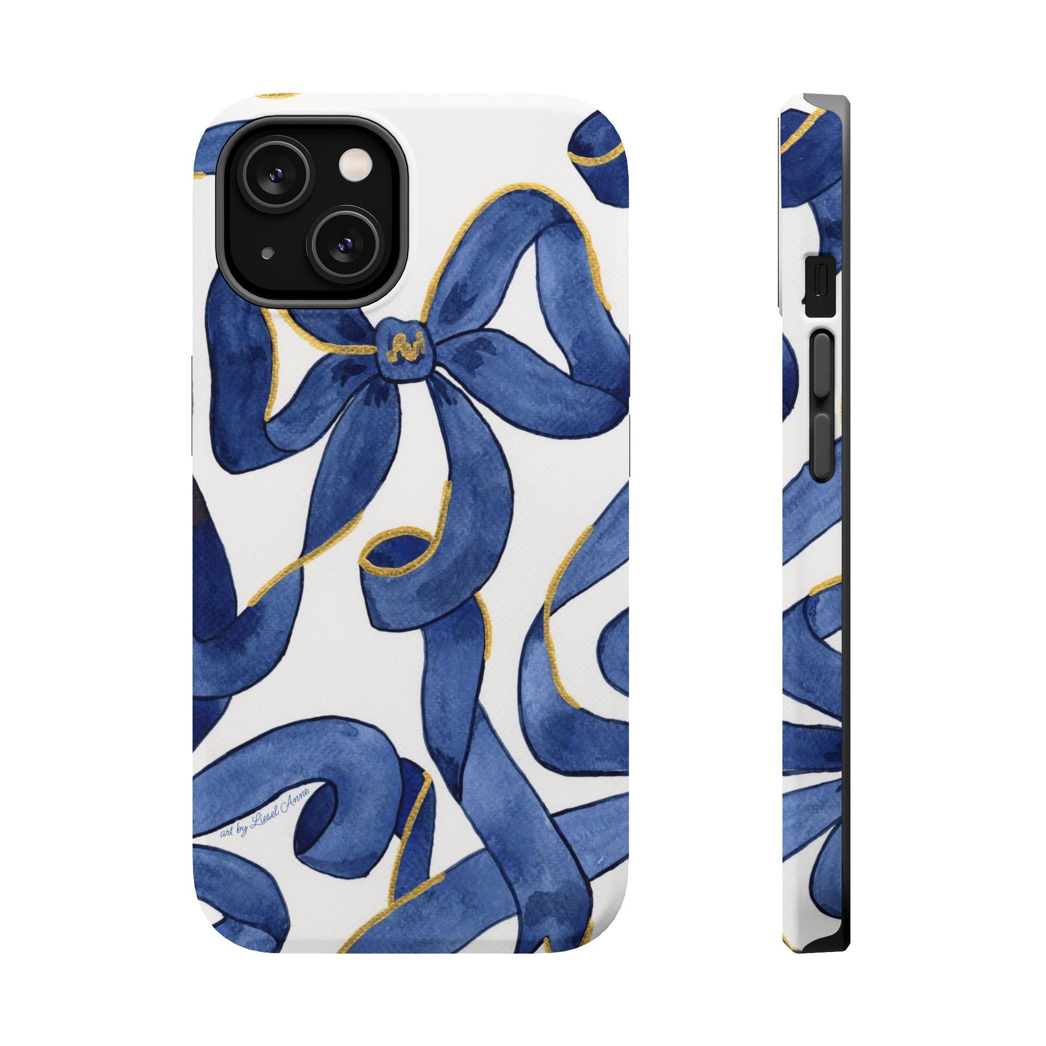 Navy Blue & White Bows MagSafe Tough Case [iPhone 13 - iPhone 16]