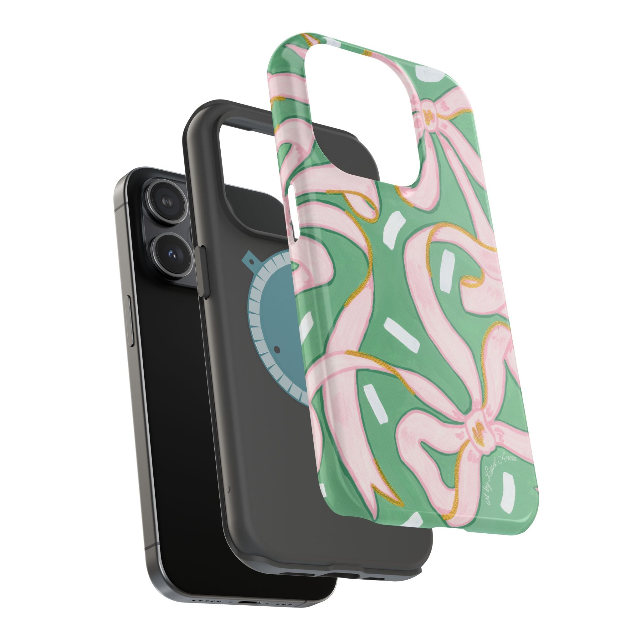 Pink & Green Bows MagSafe Tough Case [iPhone 13 - iPhone 16]