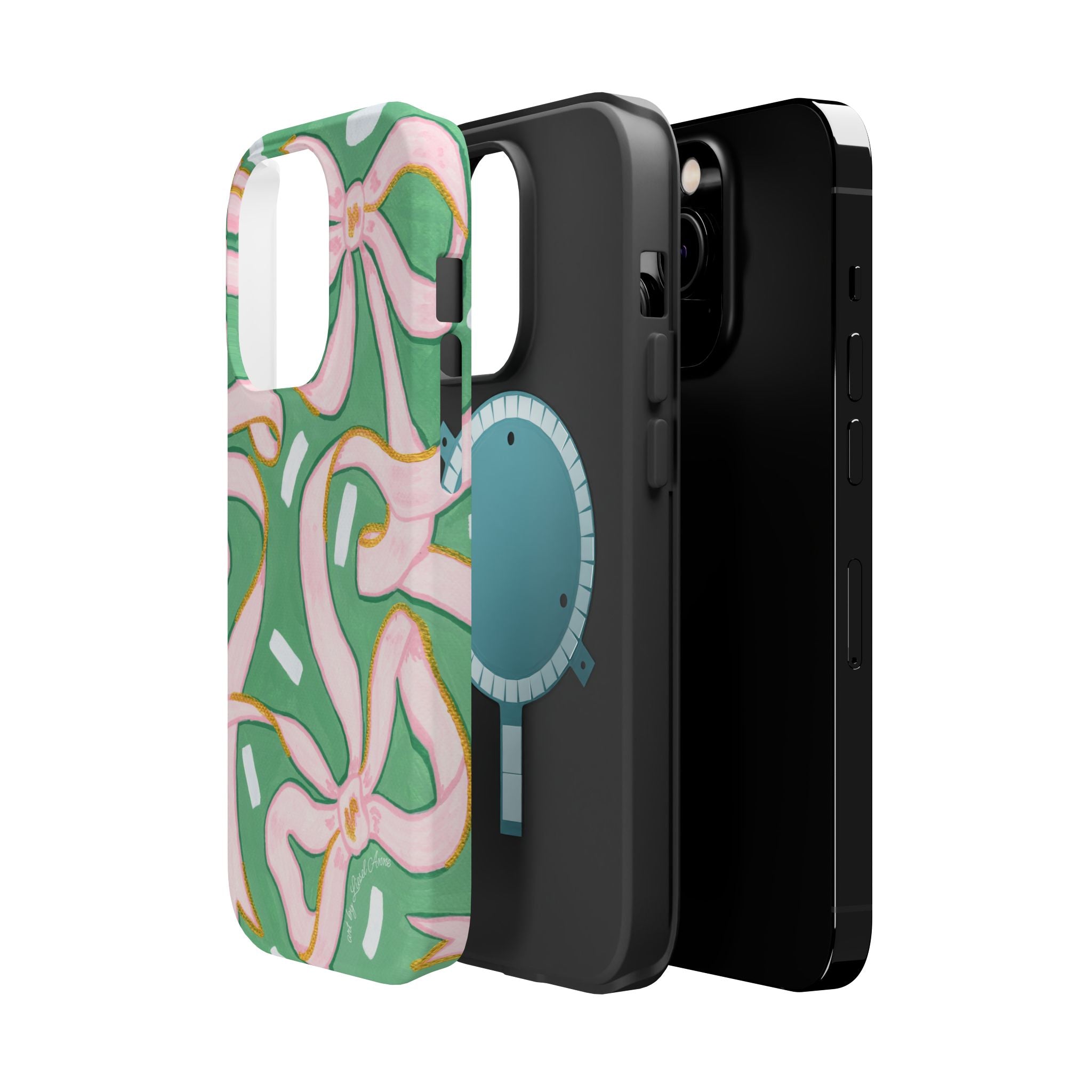 Pink & Green Bows MagSafe Tough Case [iPhone 13 - iPhone 16]