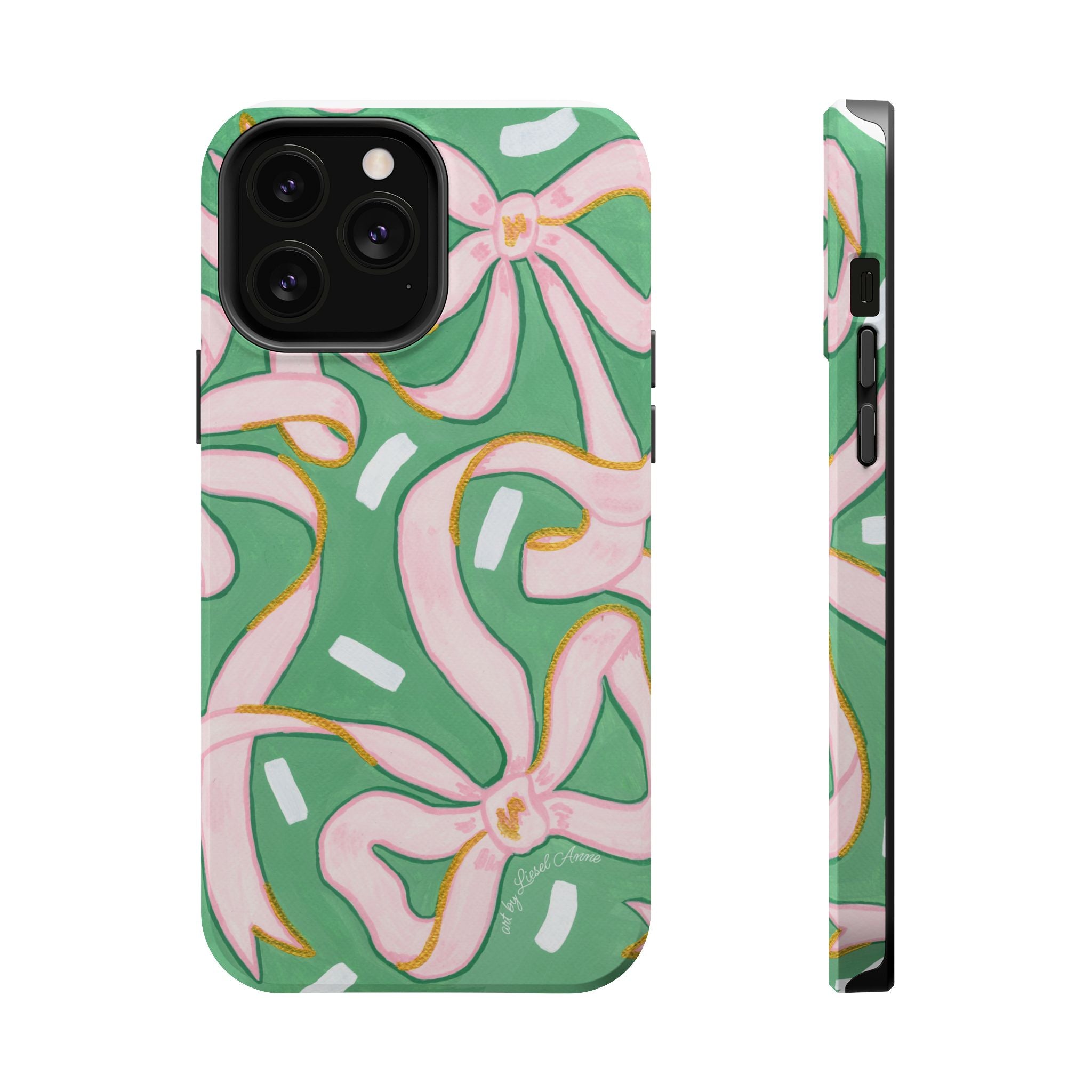 Pink & Green Bows MagSafe Tough Case [iPhone 13 - iPhone 16]