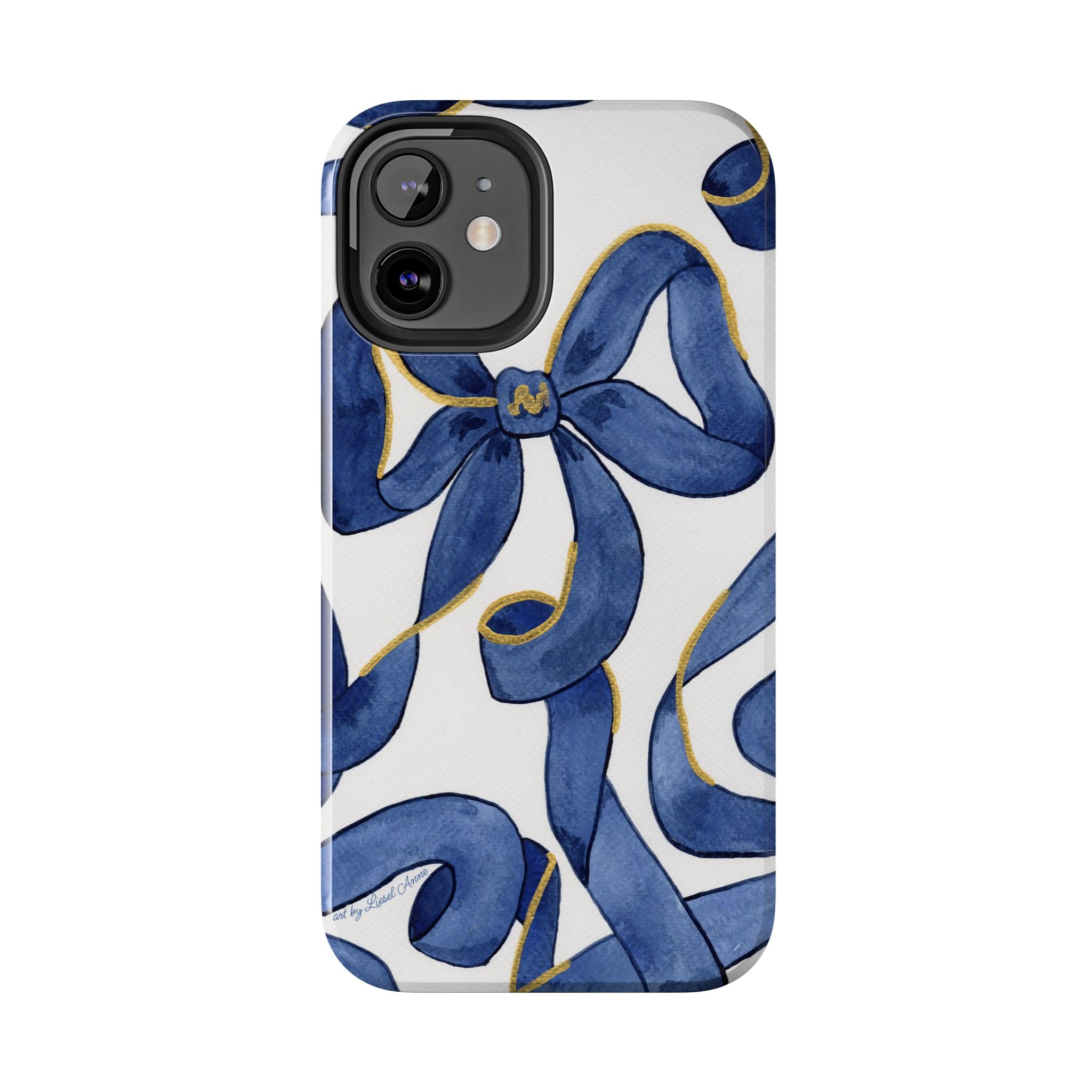 Navy Blue & White Bows Tough Case [iPhone 14 - iPhone 11]