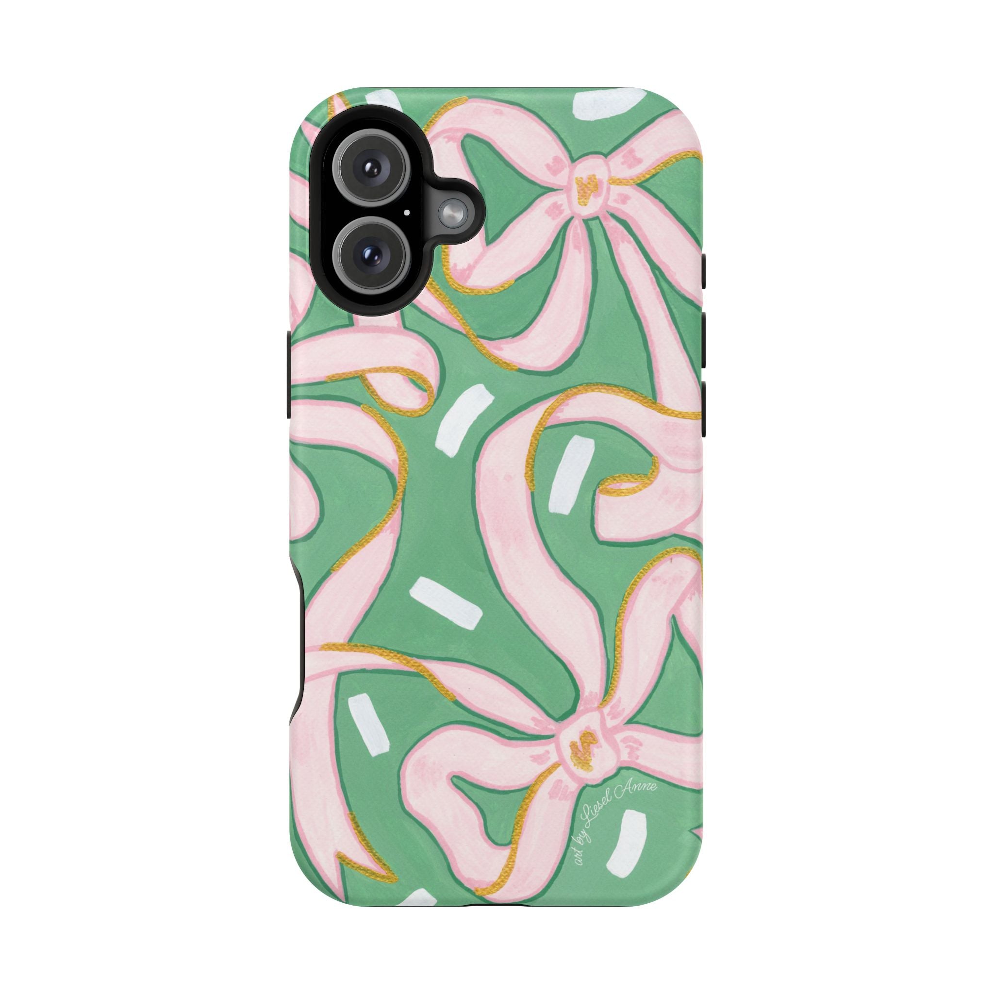 Pink & Green Bows MagSafe Tough Case [iPhone 13 - iPhone 16]