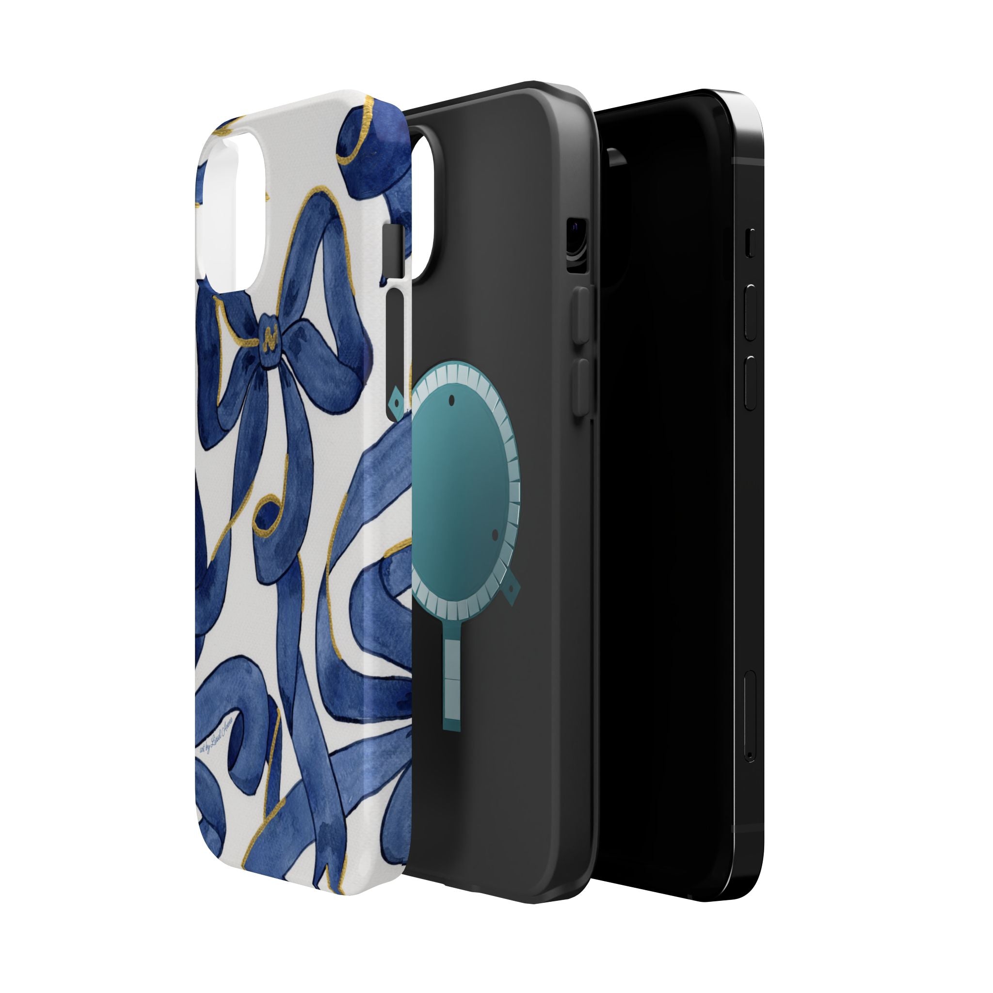 Navy Blue & White Bows MagSafe Tough Case [iPhone 13 - iPhone 16]