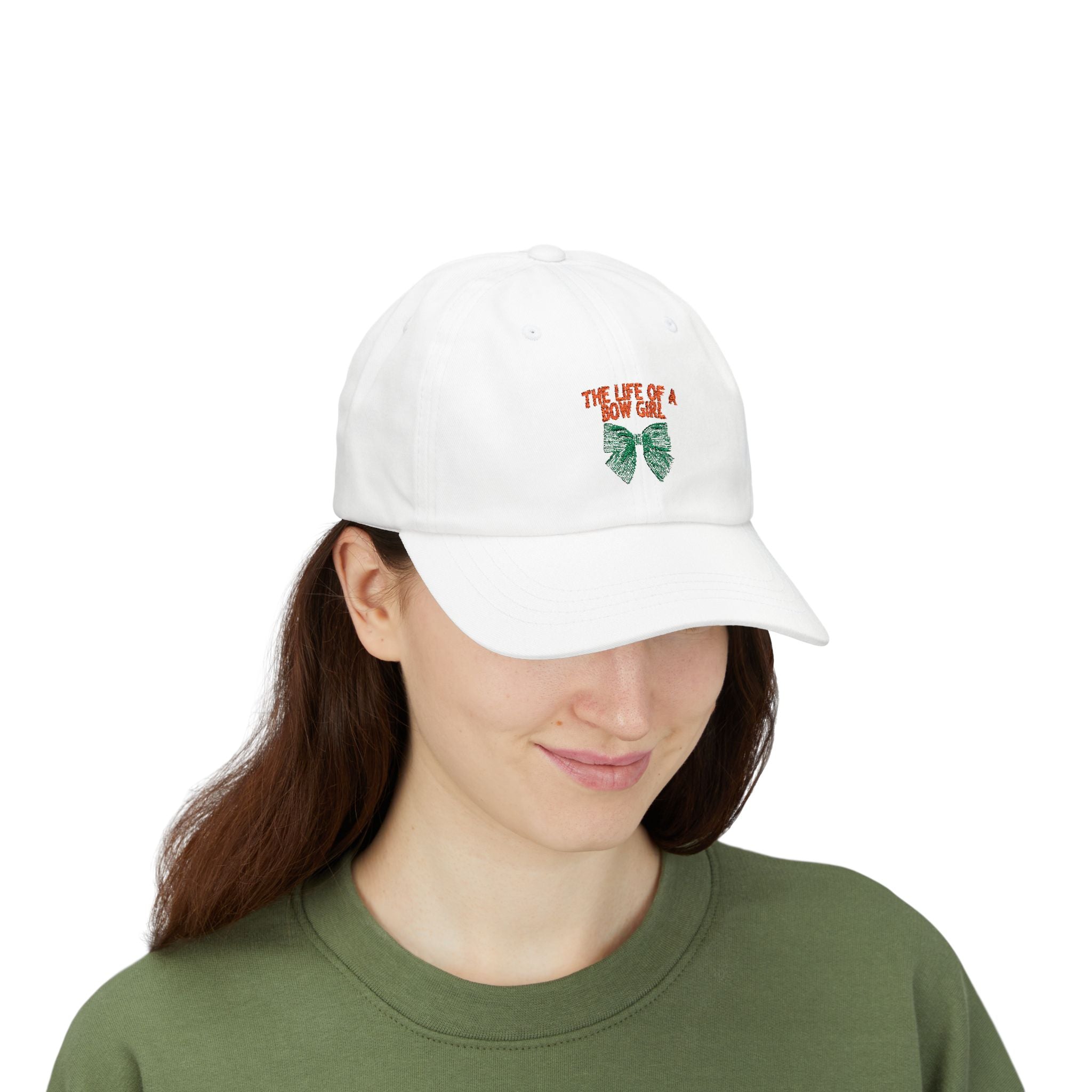 The Life of a Bow Girl White Hat | Embroidered TS Hat | Bow Lover Hat | Bow Girl Era | Showgirl | Orange Mint Striped Bow Baseball Cap