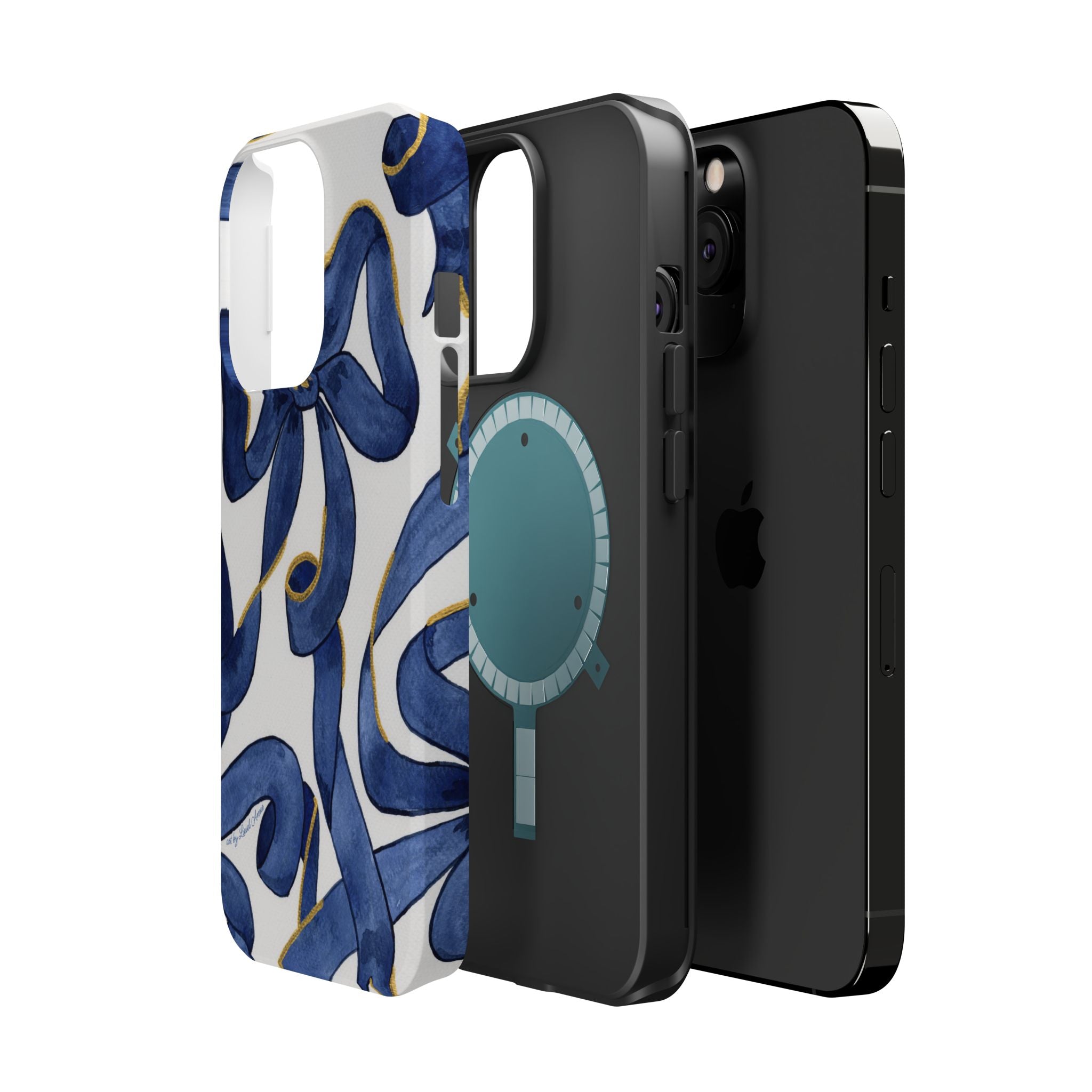 Navy Blue & White Bows MagSafe Tough Case [iPhone 13 - iPhone 16]