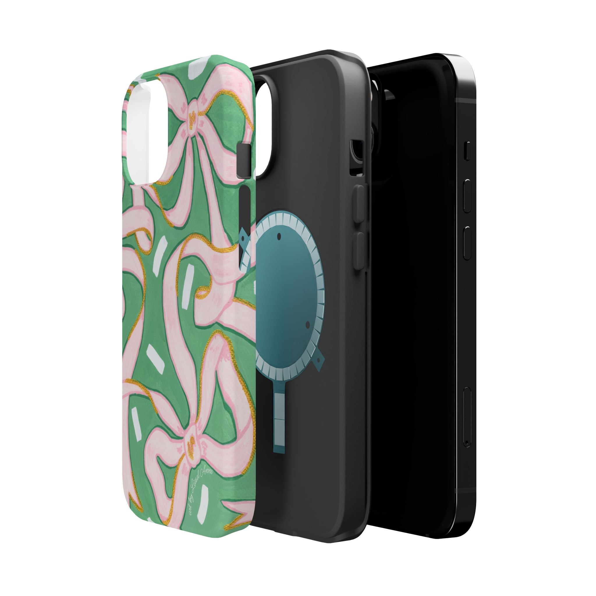 Pink & Green Bows MagSafe Tough Case [iPhone 13 - iPhone 16]