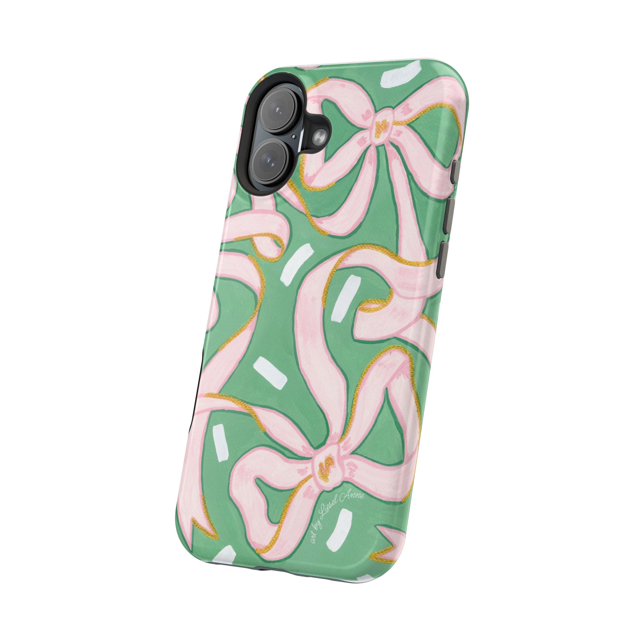 Pink & Green Bows MagSafe Tough Case [iPhone 13 - iPhone 16]