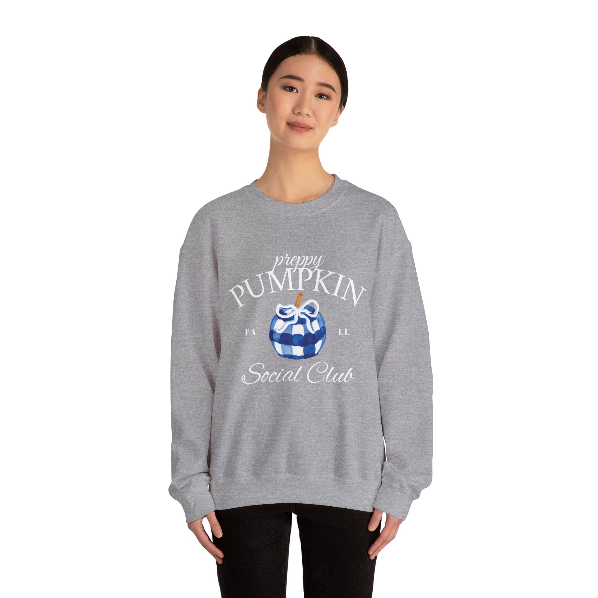 Preppy Pumpkin Sweatshirt [Cozy Fall Crewneck & Gingham Pumpkin]
