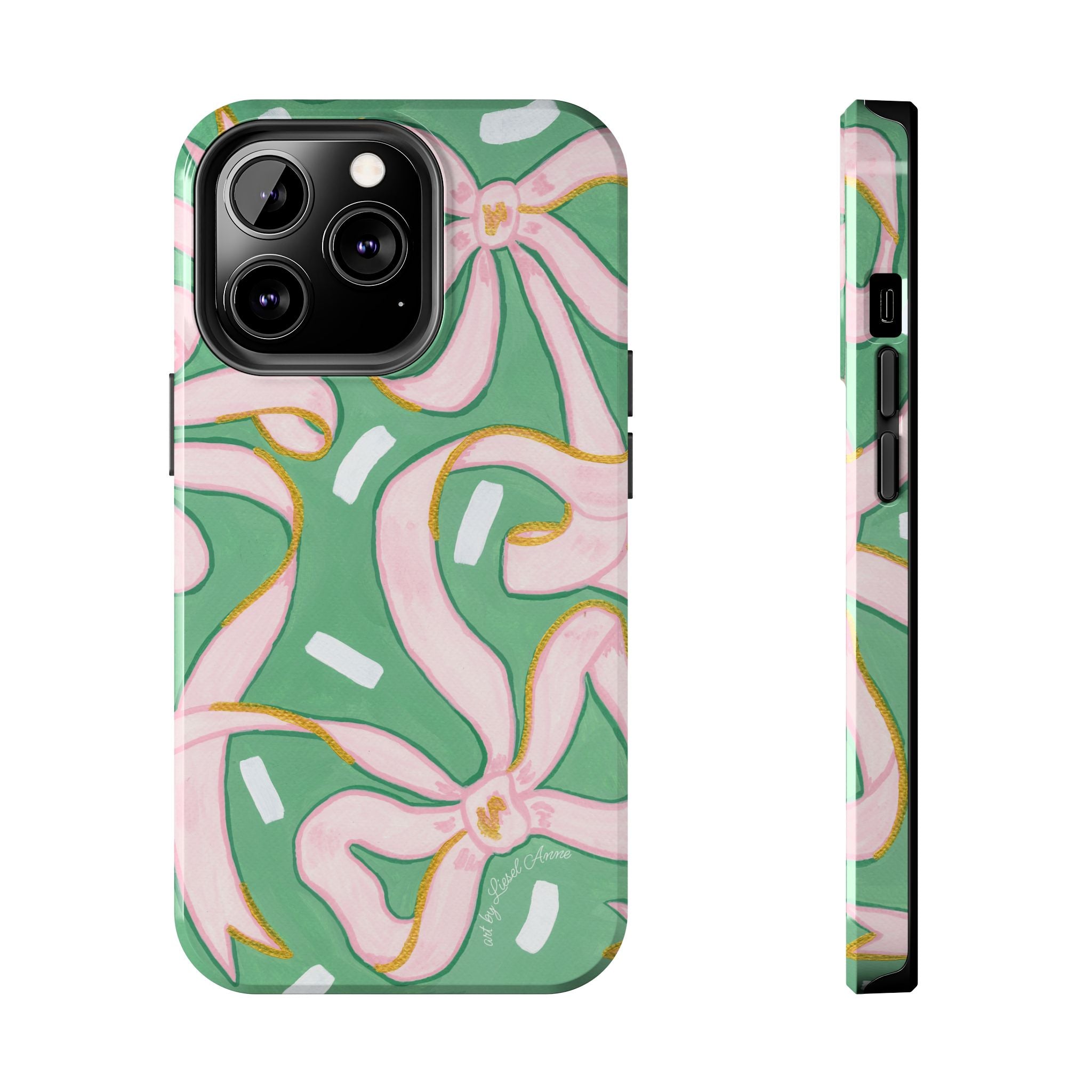 Pink and Green Bows Tough Case [iPhone 14 - iPhone 11]