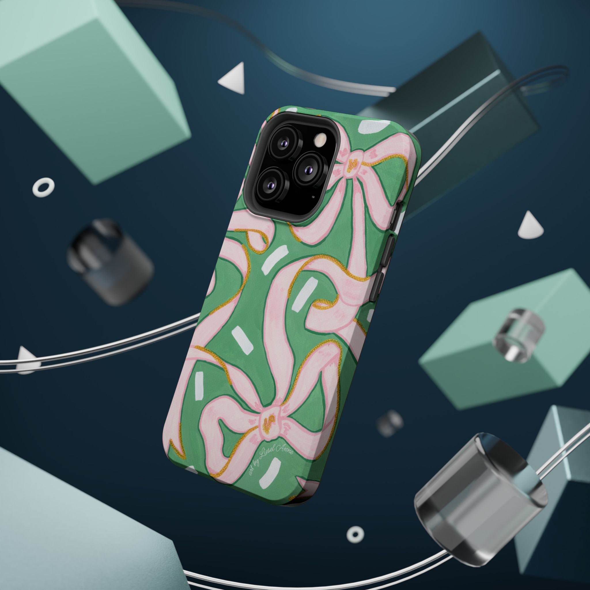 Pink & Green Bows MagSafe Tough Case [iPhone 13 - iPhone 16]