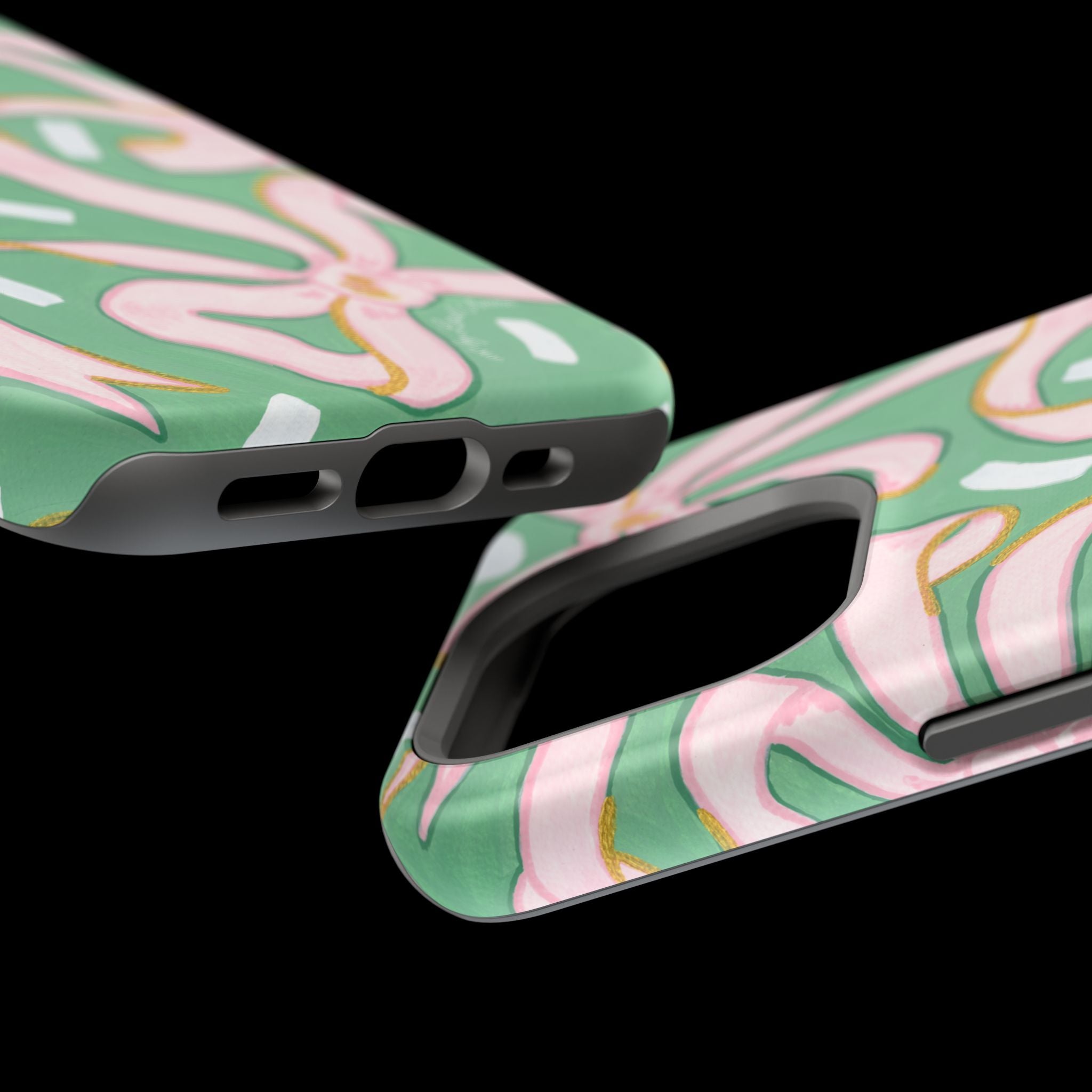 Pink & Green Bows MagSafe Tough Case [iPhone 13 - iPhone 16]