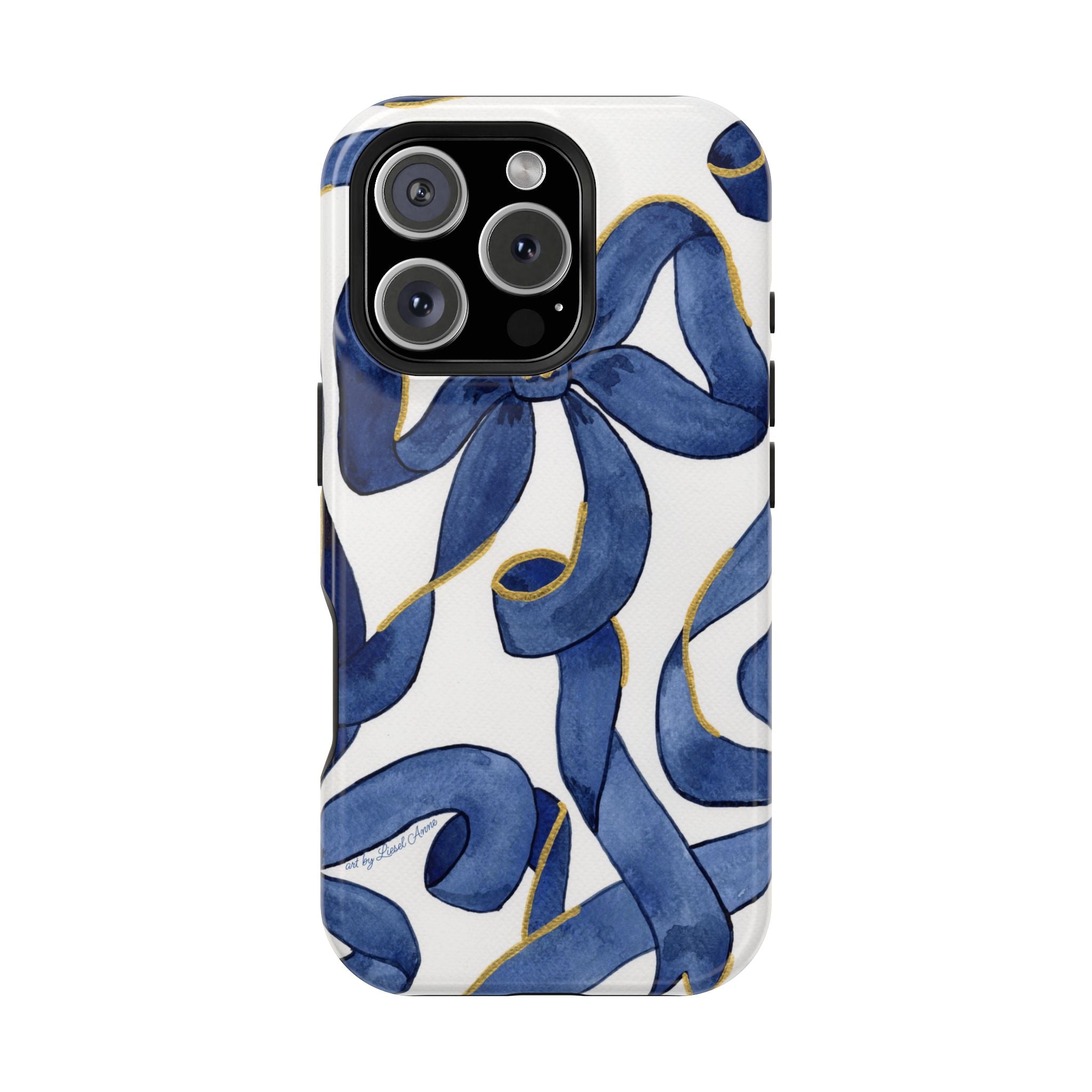Navy Blue & White Bows MagSafe Tough Case [iPhone 13 - iPhone 16]
