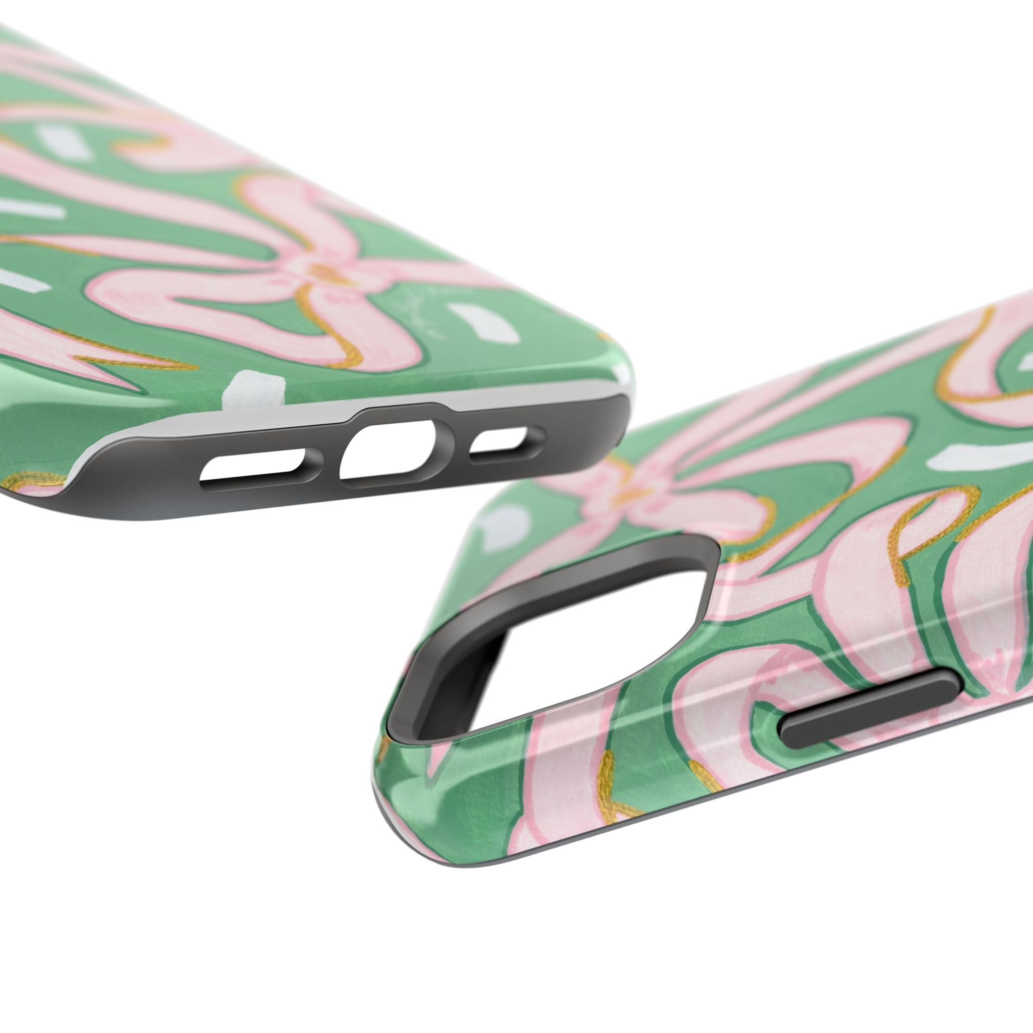 Pink & Green Bows MagSafe Tough Case [iPhone 13 - iPhone 16]