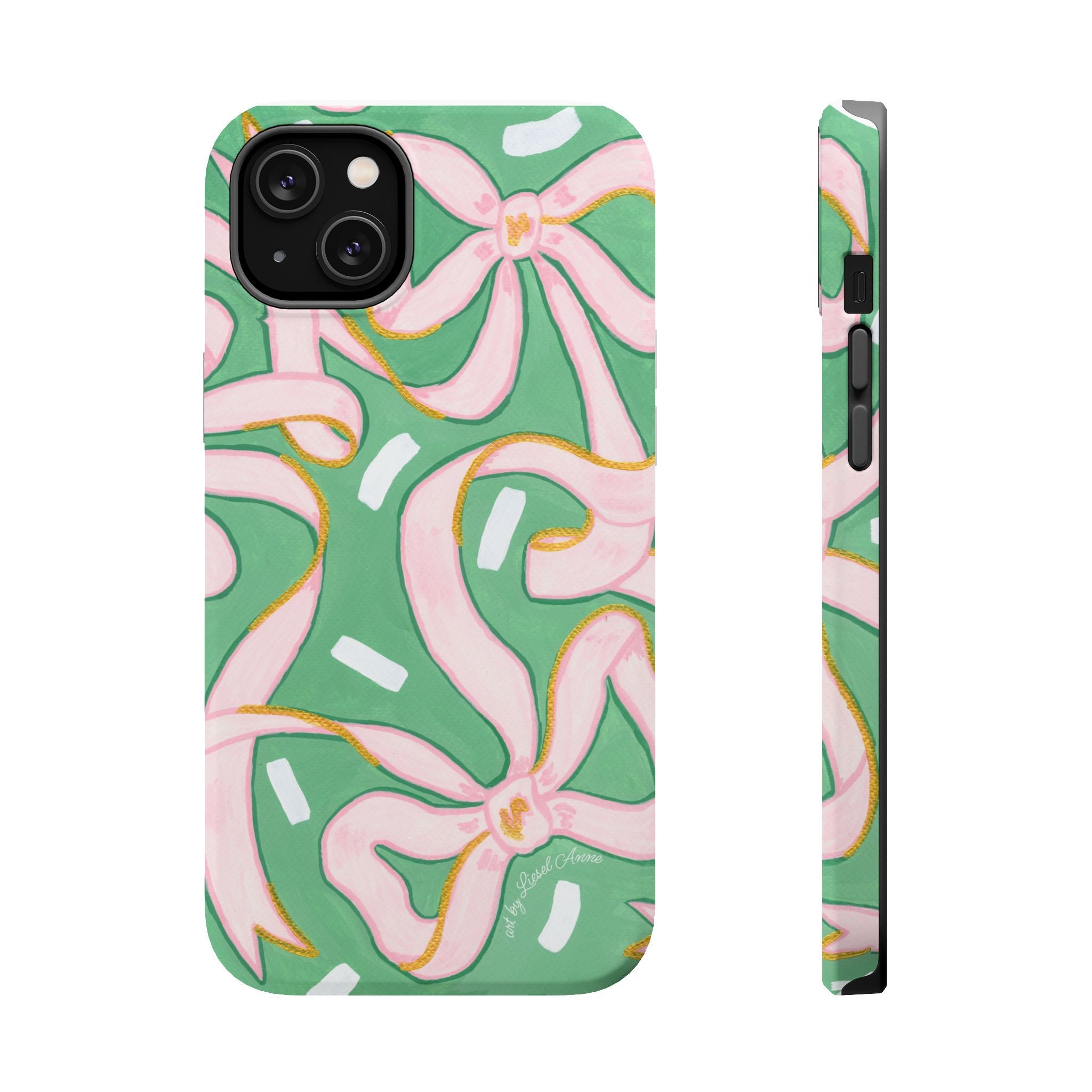 Pink & Green Bows MagSafe Tough Case [iPhone 13 - iPhone 16]