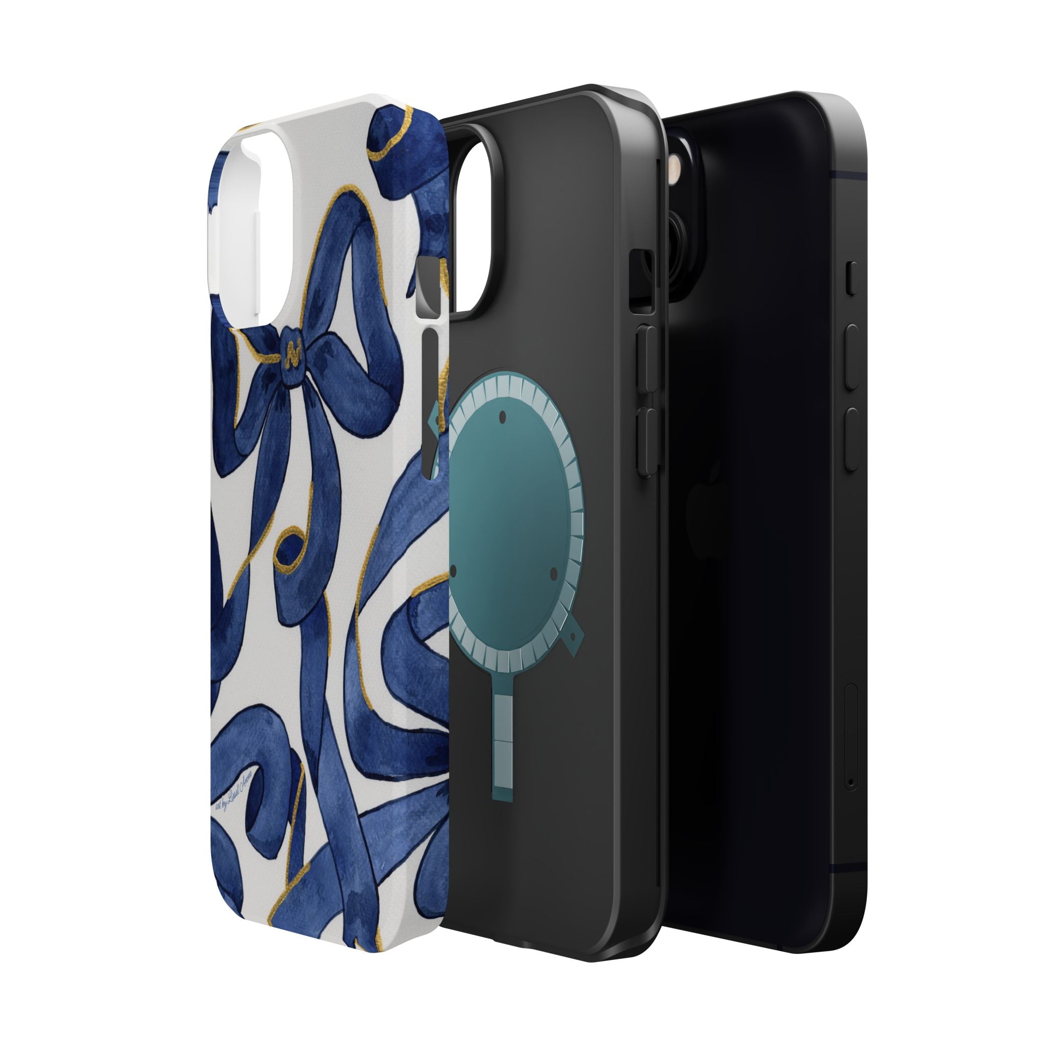 Navy Blue & White Bows MagSafe Tough Case [iPhone 13 - iPhone 16]