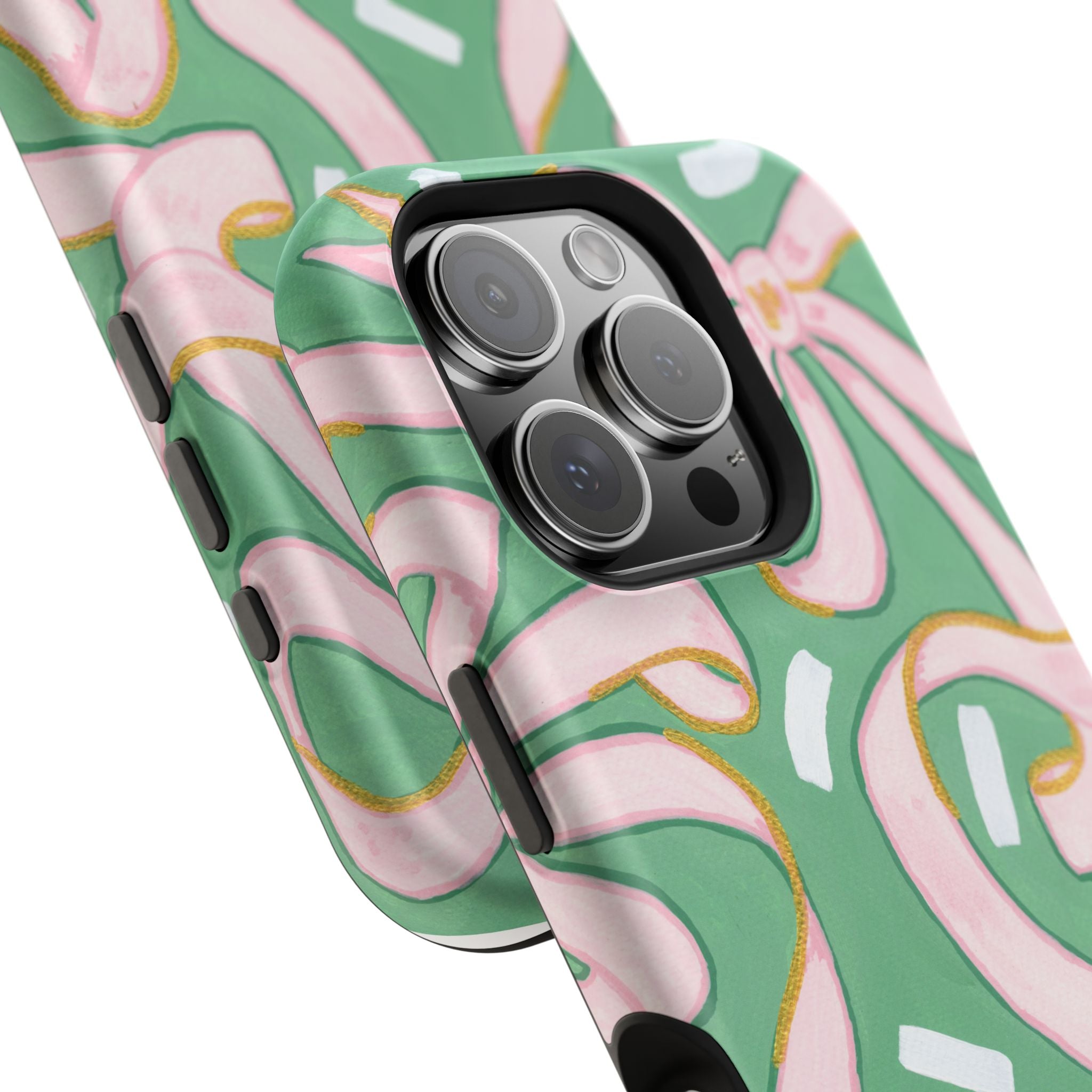 Pink & Green Bows MagSafe Tough Case [iPhone 13 - iPhone 16]
