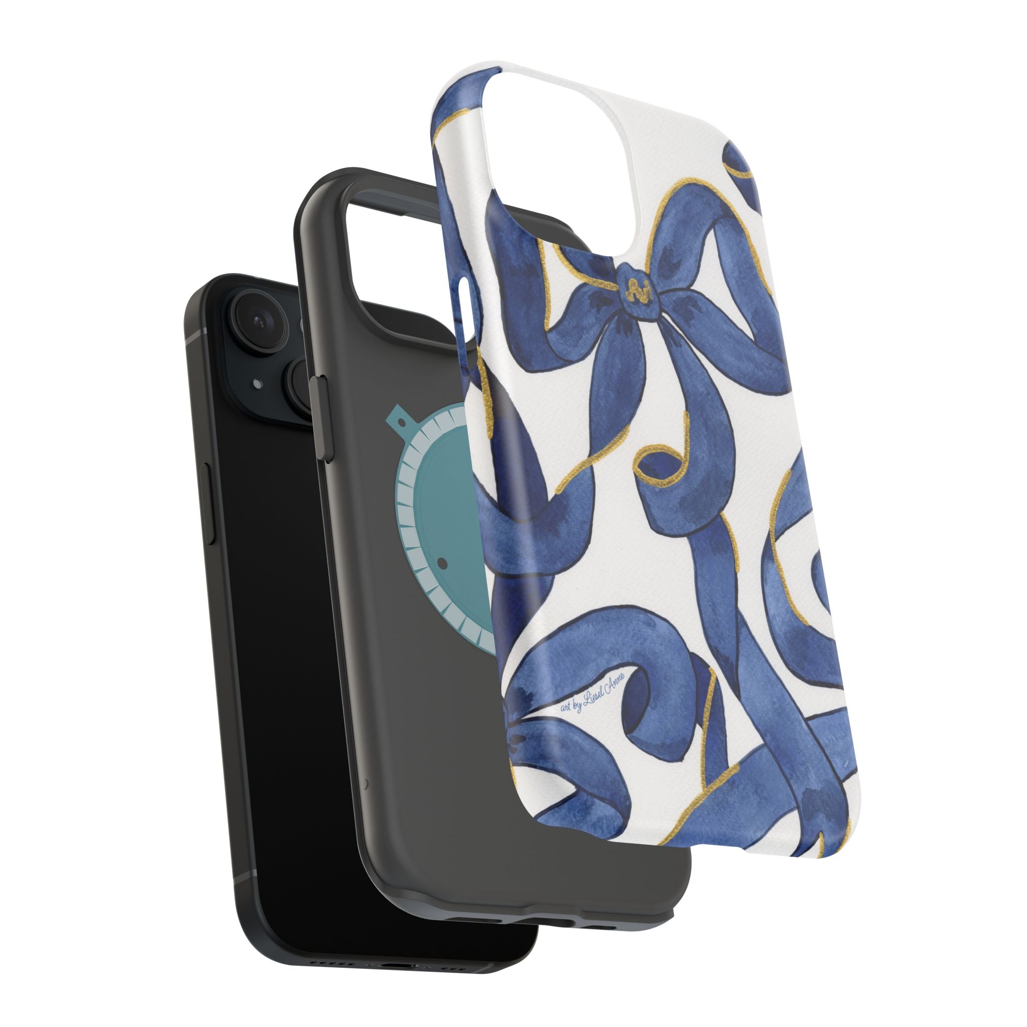 Navy Blue & White Bows MagSafe Tough Case [iPhone 13 - iPhone 16]