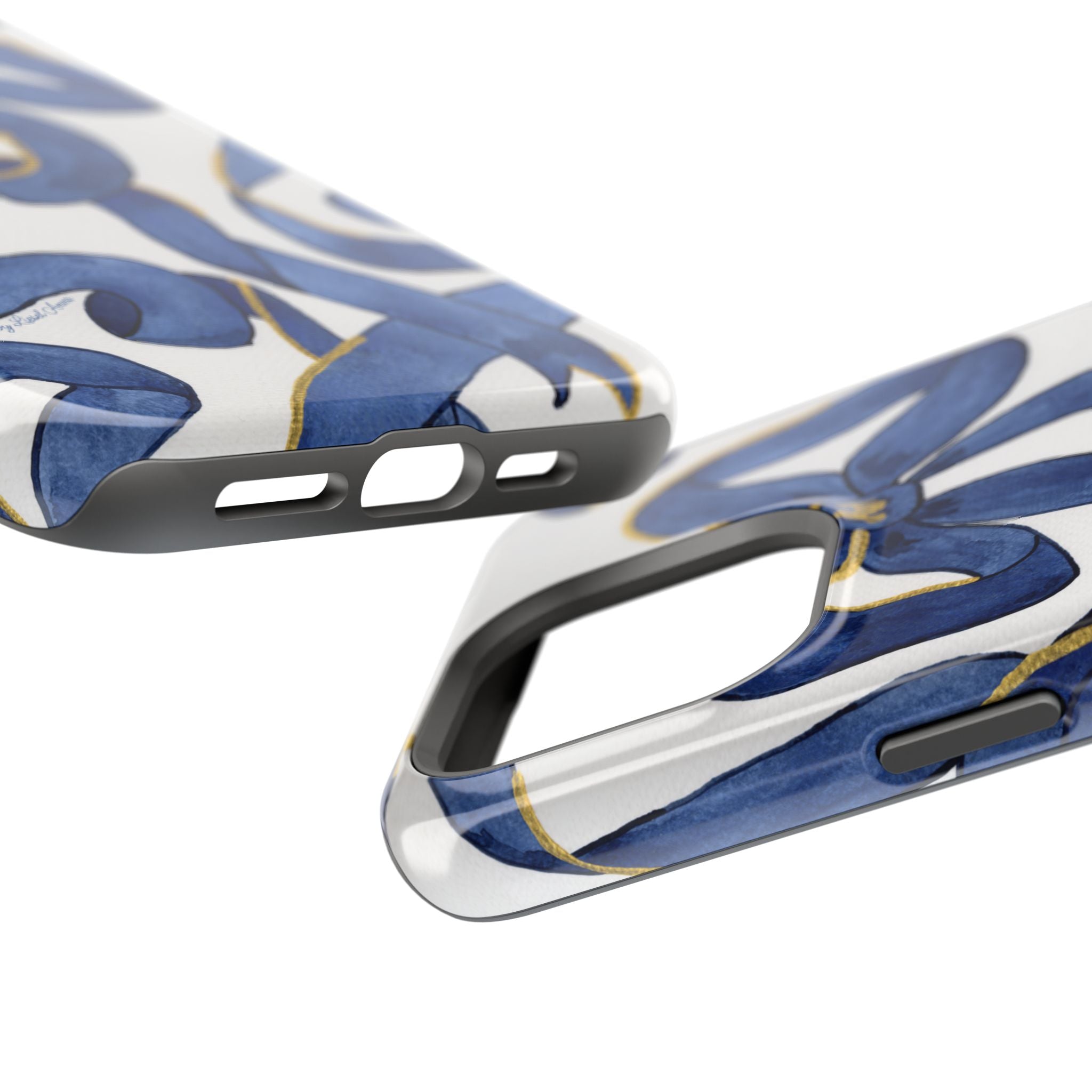 Navy Blue & White Bows MagSafe Tough Case [iPhone 13 - iPhone 16]