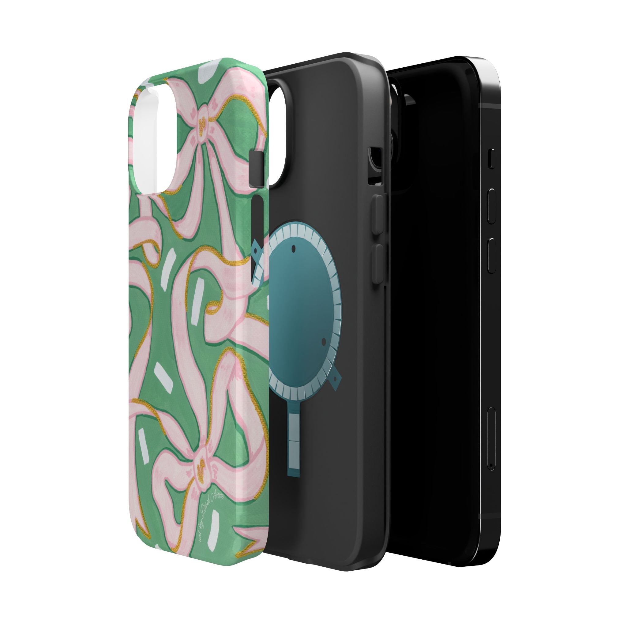 Pink & Green Bows MagSafe Tough Case [iPhone 13 - iPhone 16]