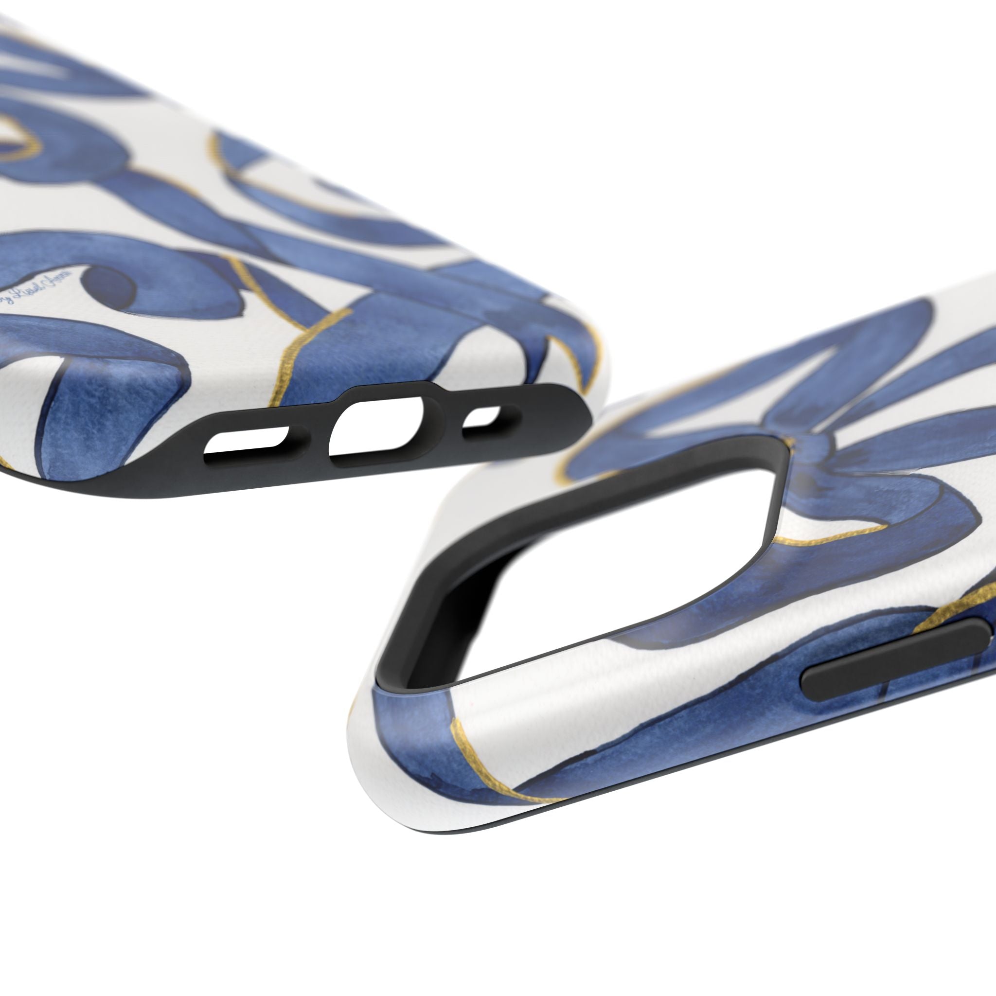 Navy Blue & White Bows MagSafe Tough Case [iPhone 13 - iPhone 16]