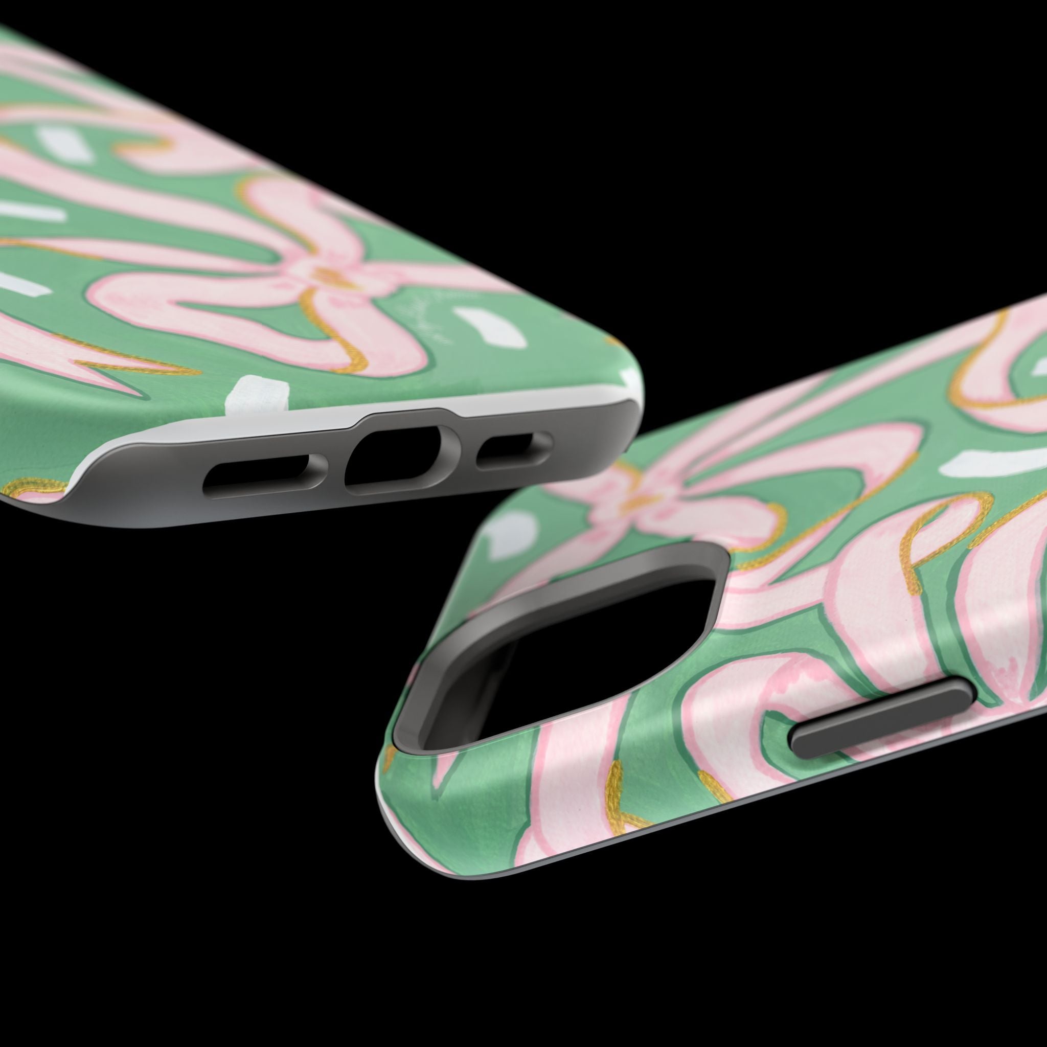 Pink & Green Bows MagSafe Tough Case [iPhone 13 - iPhone 16]