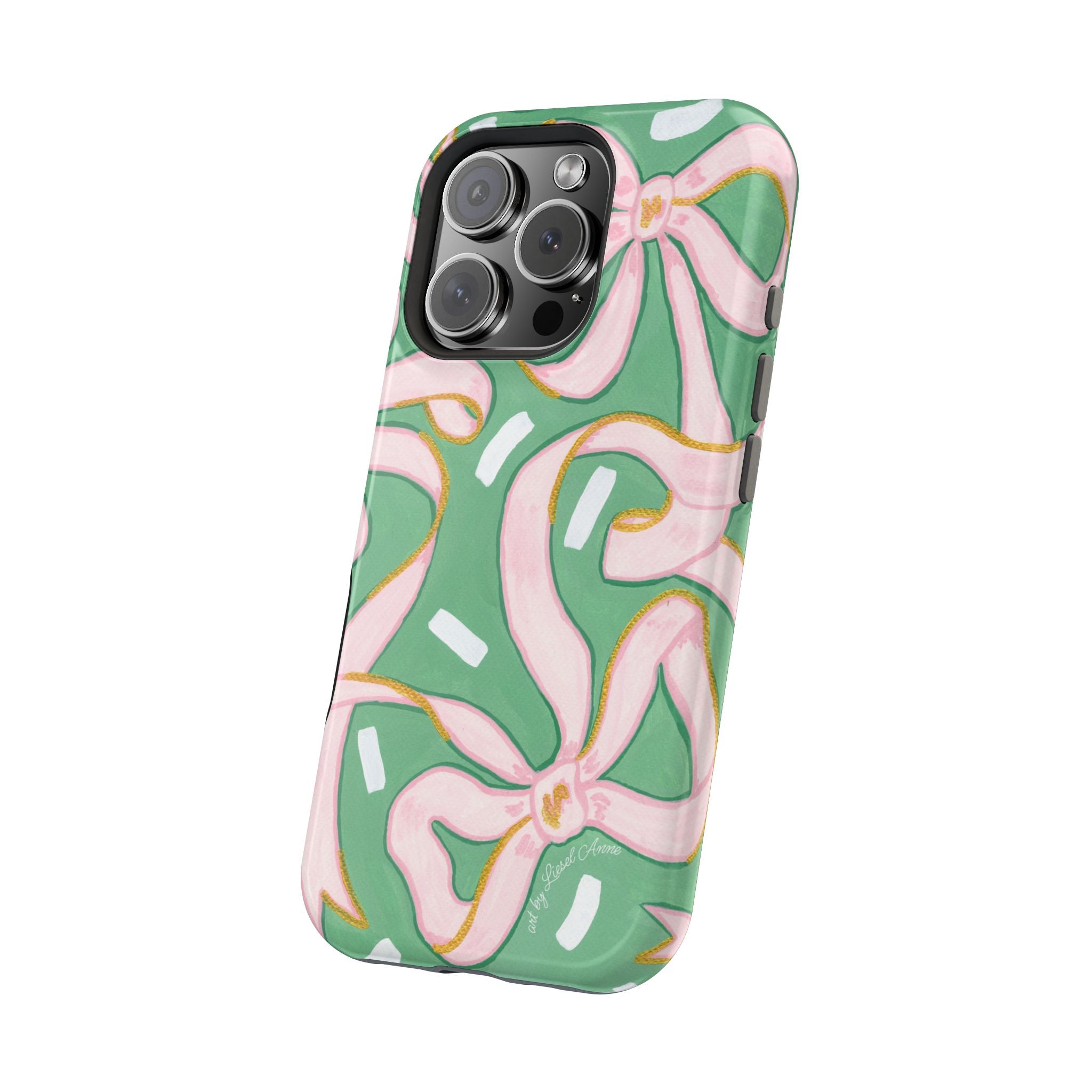 Pink & Green Bows MagSafe Tough Case [iPhone 13 - iPhone 16]