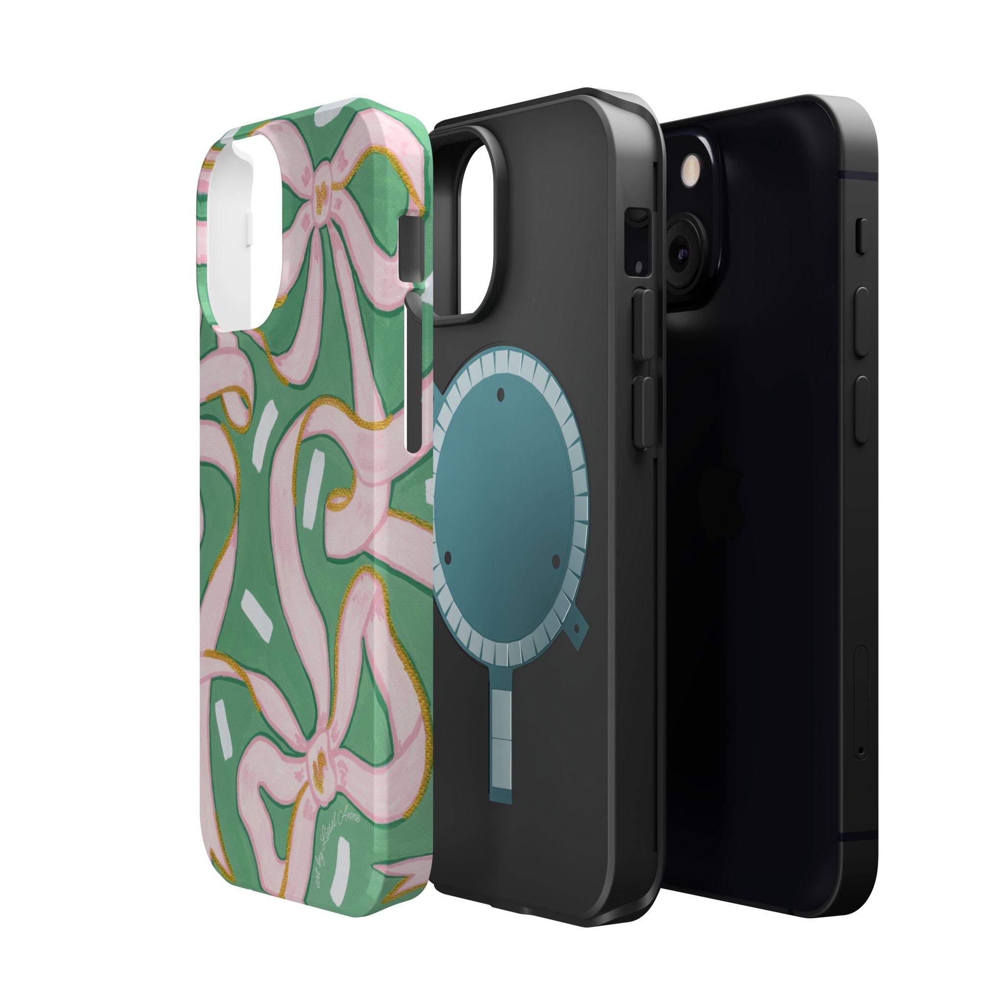 Pink & Green Bows MagSafe Tough Case [iPhone 13 - iPhone 16]