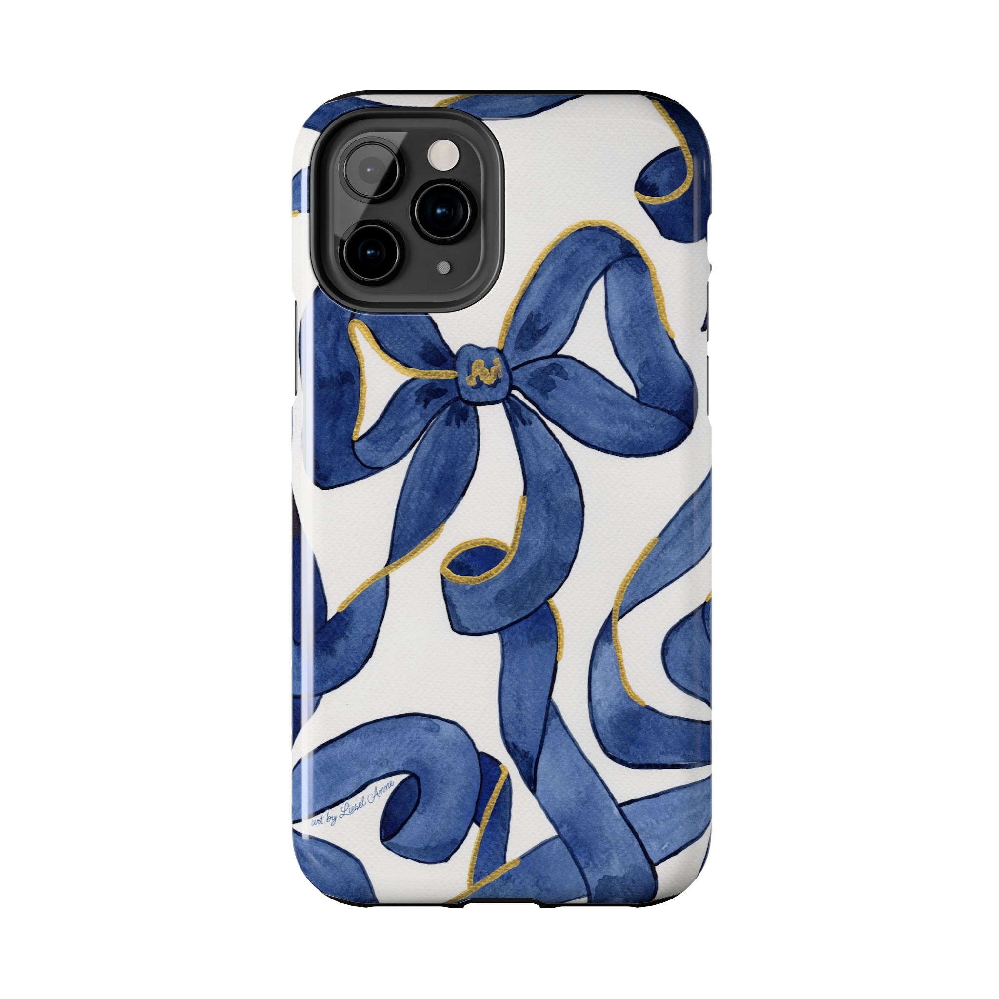 Navy Blue & White Bows Tough Case [iPhone 14 - iPhone 11]