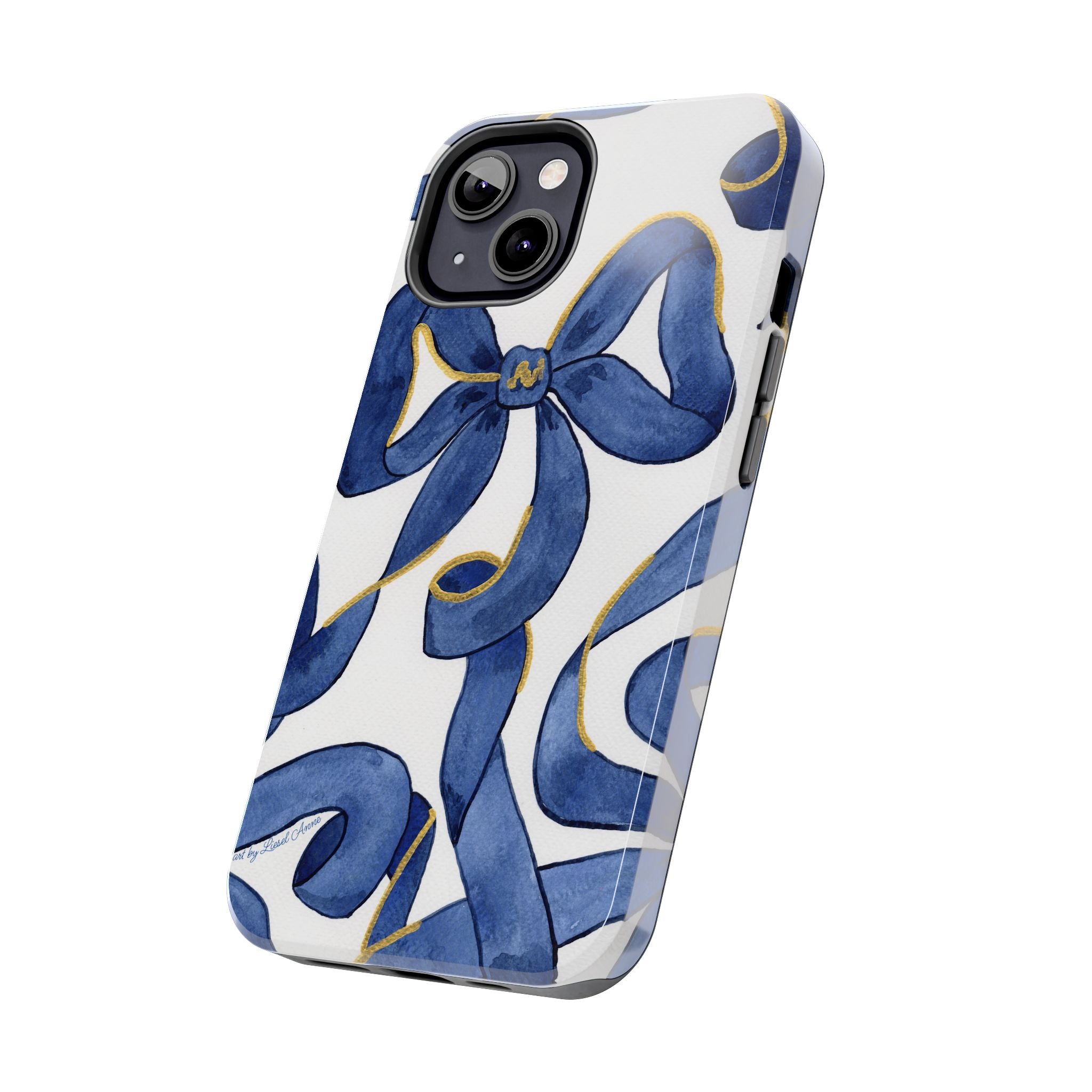 Navy Blue & White Bows Tough Case [iPhone 14 - iPhone 11]