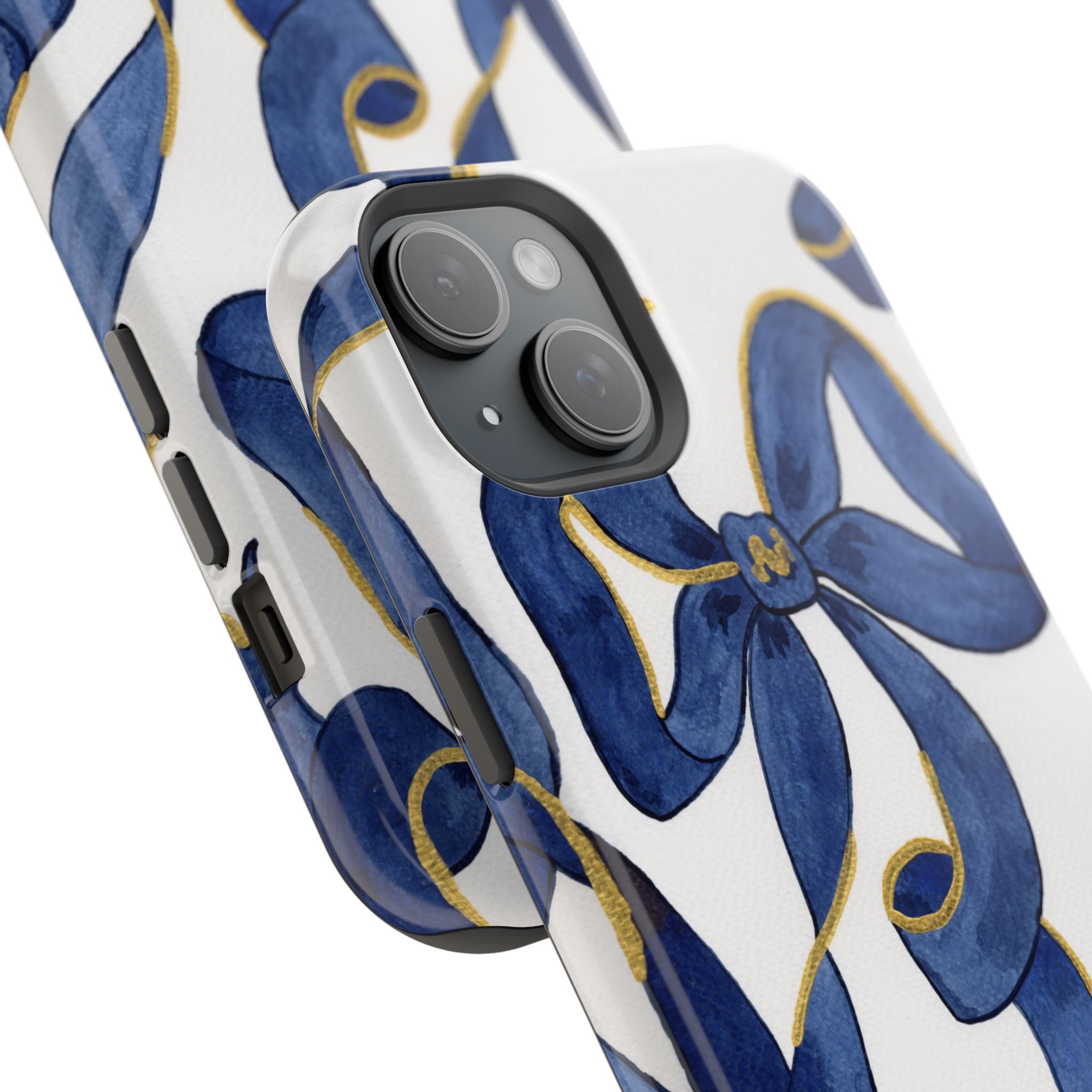 Navy Blue & White Bows MagSafe Tough Case [iPhone 13 - iPhone 16]
