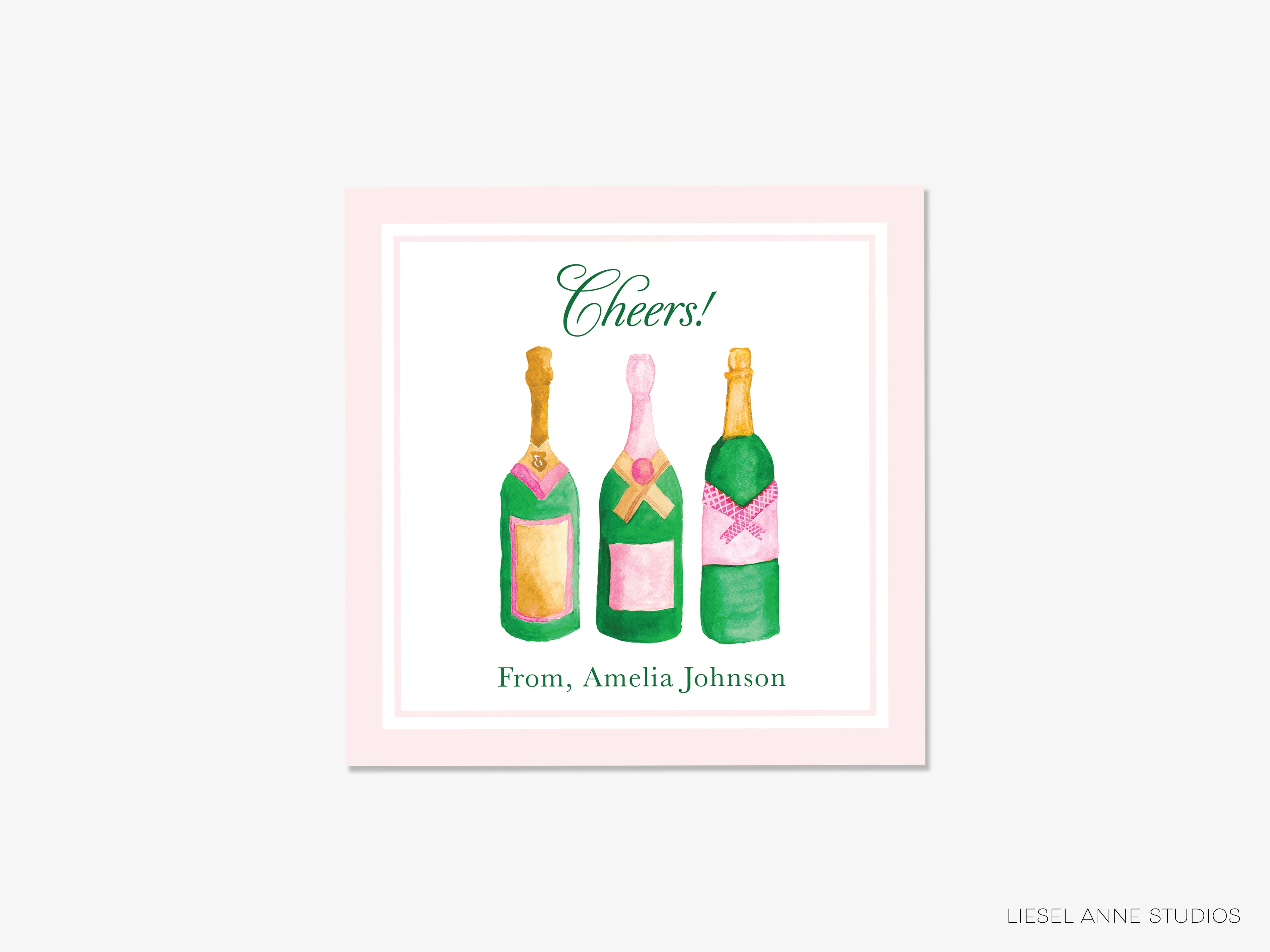 a card with three bottles of wine on it